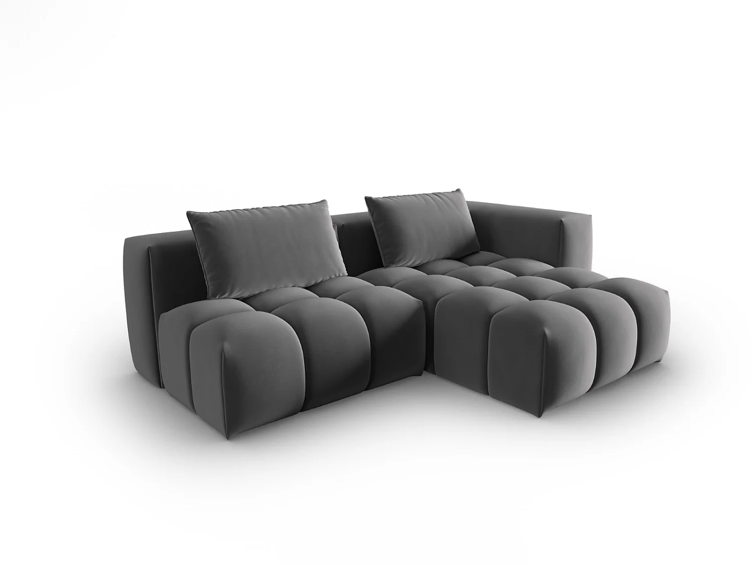 CXL by Christian Lacroix - Sofá modular de canto direito "Lorella" 3 lugares em veludo cimento - 205x145x70cm