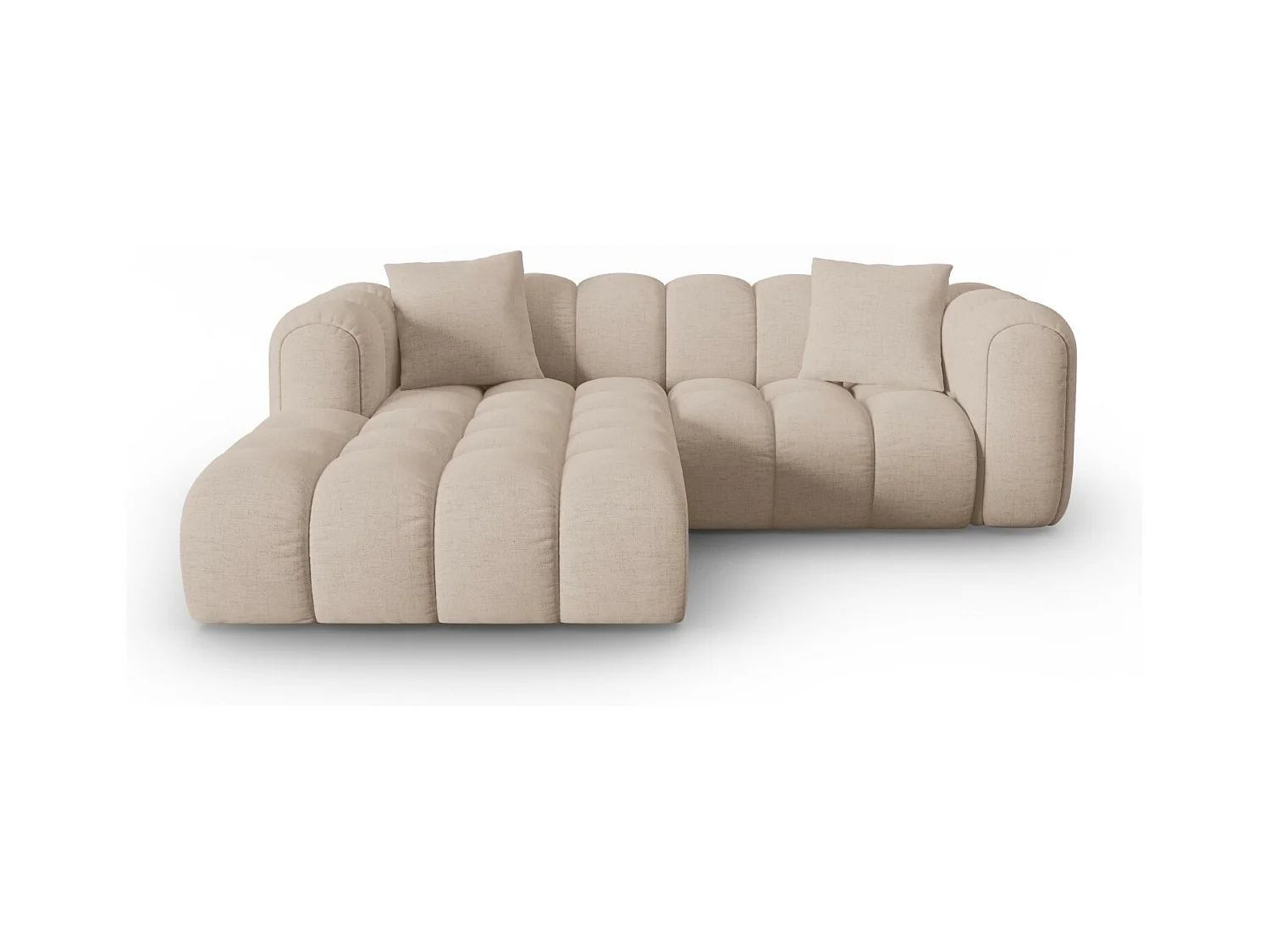 CXL by Christian Lacroix - Modulaire hoekbank links "Clotilde" 3 zitplaatsen, Structurele stof, Cappuccino - 187x190x70cm