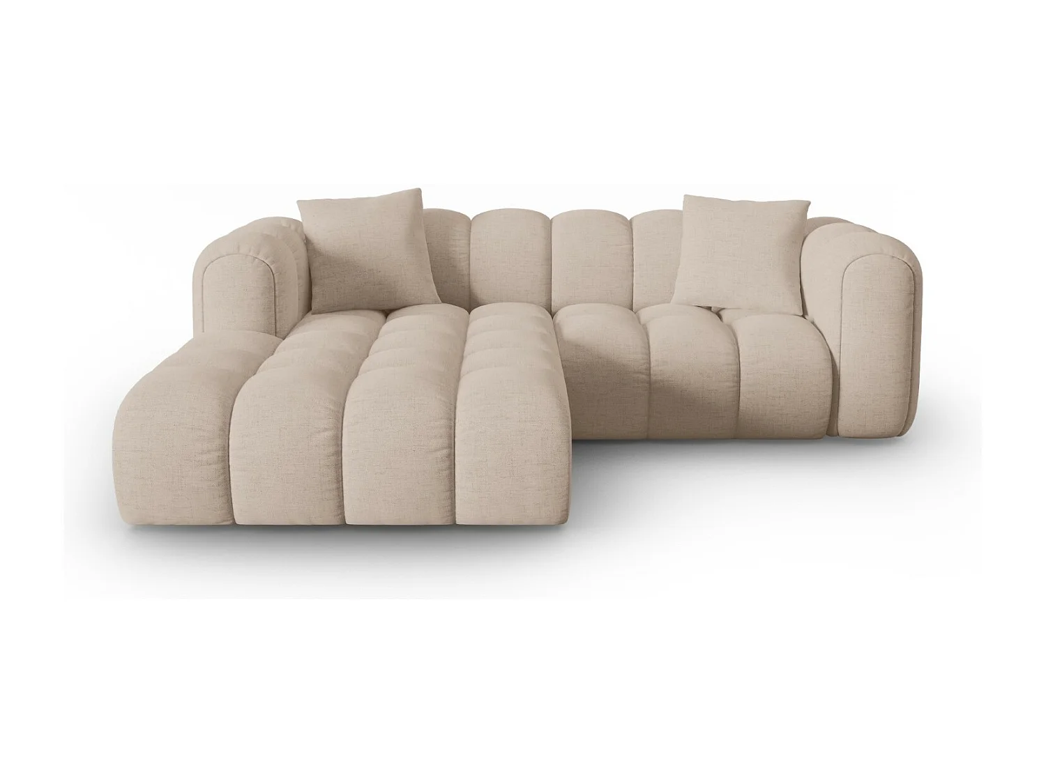 CXL by Christian Lacroix - Canapé d'angle gauche modulable "Clotilde" 3 places en tissu structurel cappuccino - 187x190x70cm