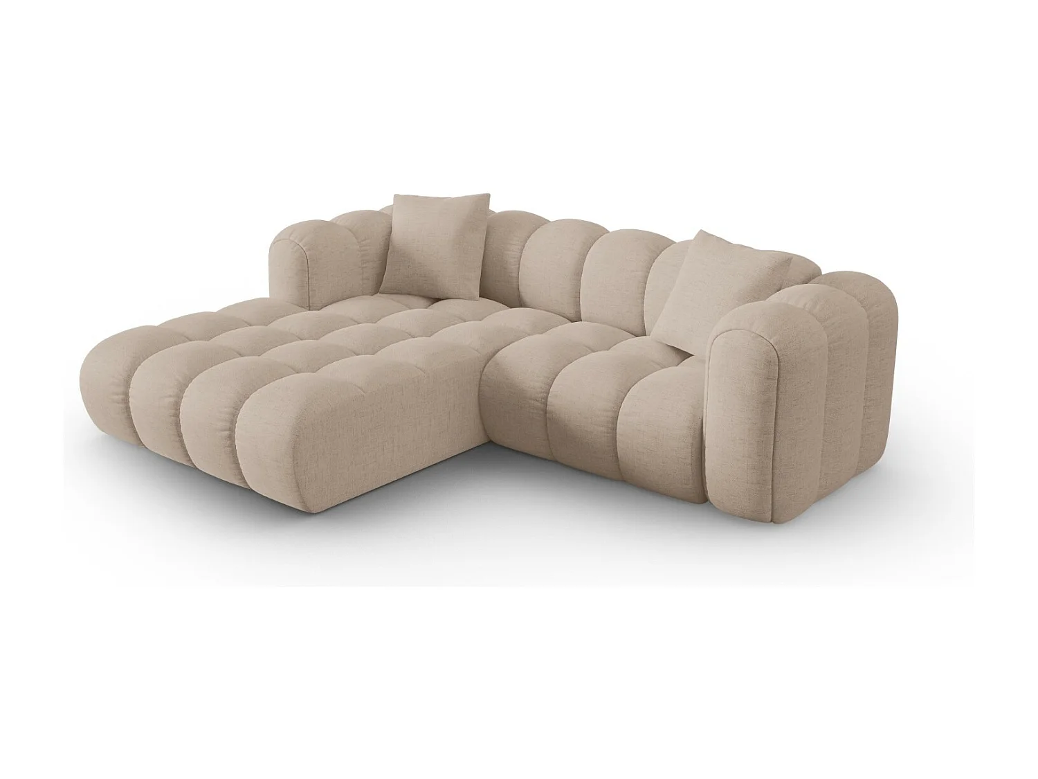 CXL by Christian Lacroix - Canapé d'angle gauche modulable "Clotilde" 3 places en tissu structurel cappuccino - 187x190x70cm