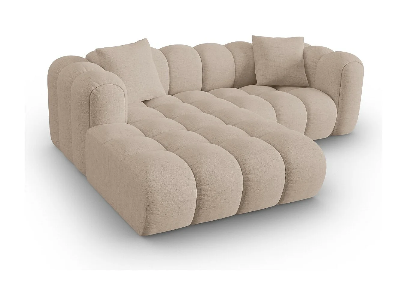 CXL by Christian Lacroix - Canapé d'angle gauche modulable "Clotilde" 3 places en tissu structurel cappuccino - 187x190x70cm