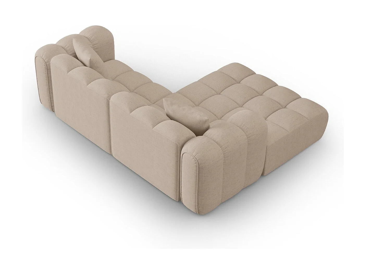 CXL by Christian Lacroix - Canapé d'angle gauche modulable "Clotilde" 3 places en tissu structurel cappuccino - 187x190x70cm