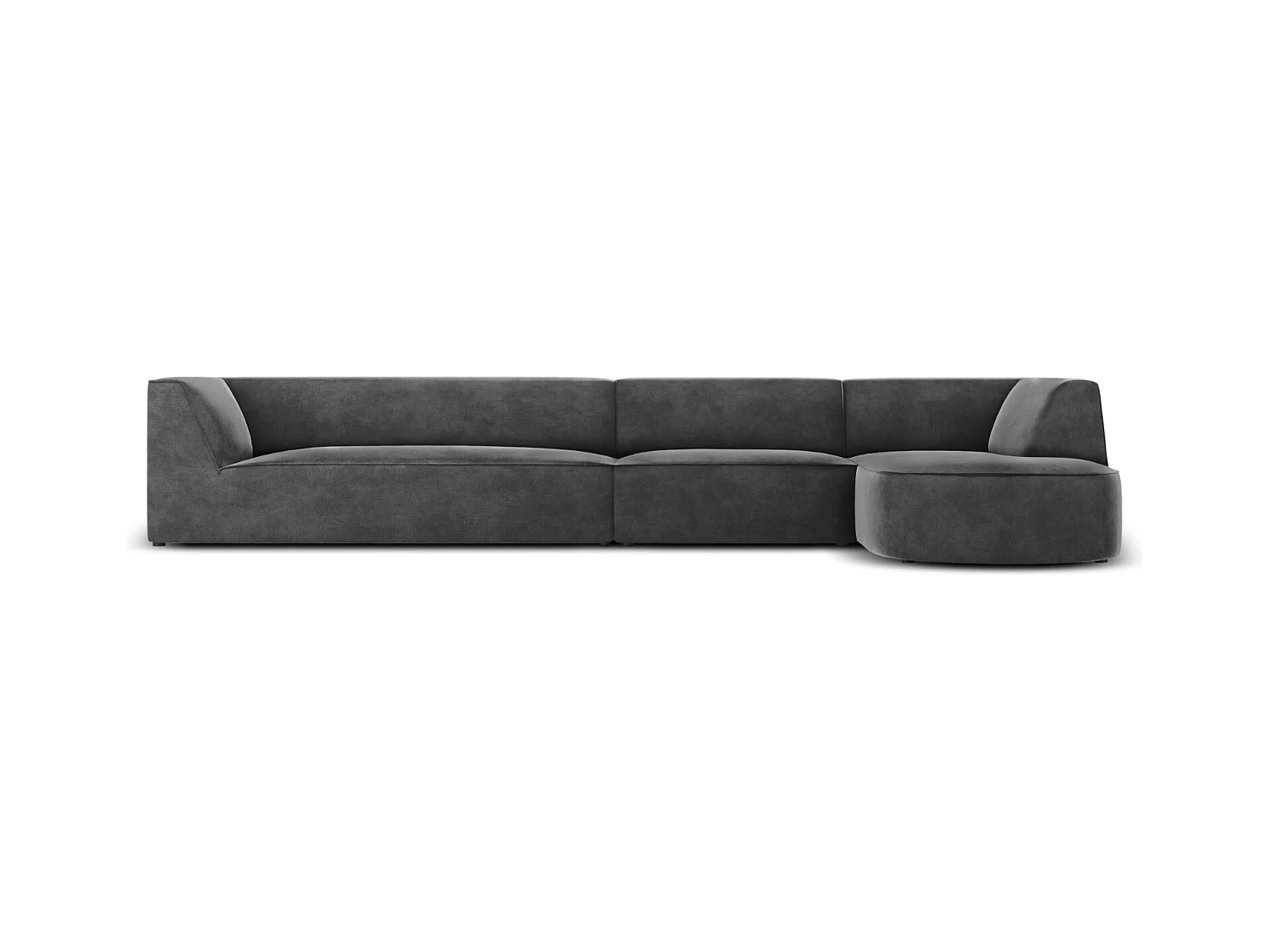 CXL by Christian Lacroix - Rechter hoekbank "Charles" 5 zitplaatsen, Flueel, Donkergrijs - 366x180x69cm