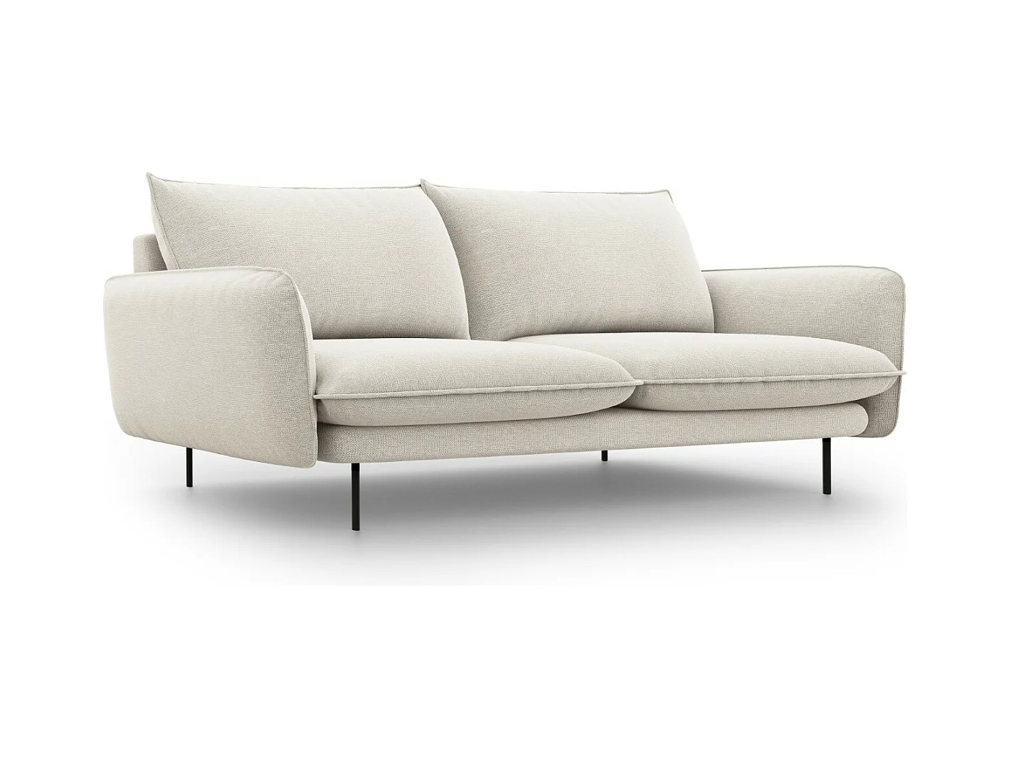 Cosmopolitan Design - Canapé "Vienna" 3 places en tissu structurel beige clair - 200x92x95cm