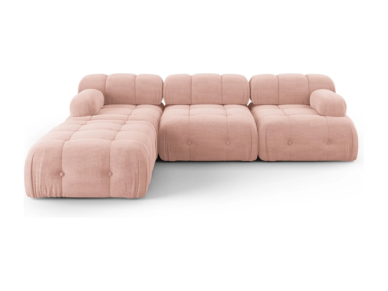 Sofá modular "Ferento" 4 plazas de tejido estructural rosa - 288x192x71cm