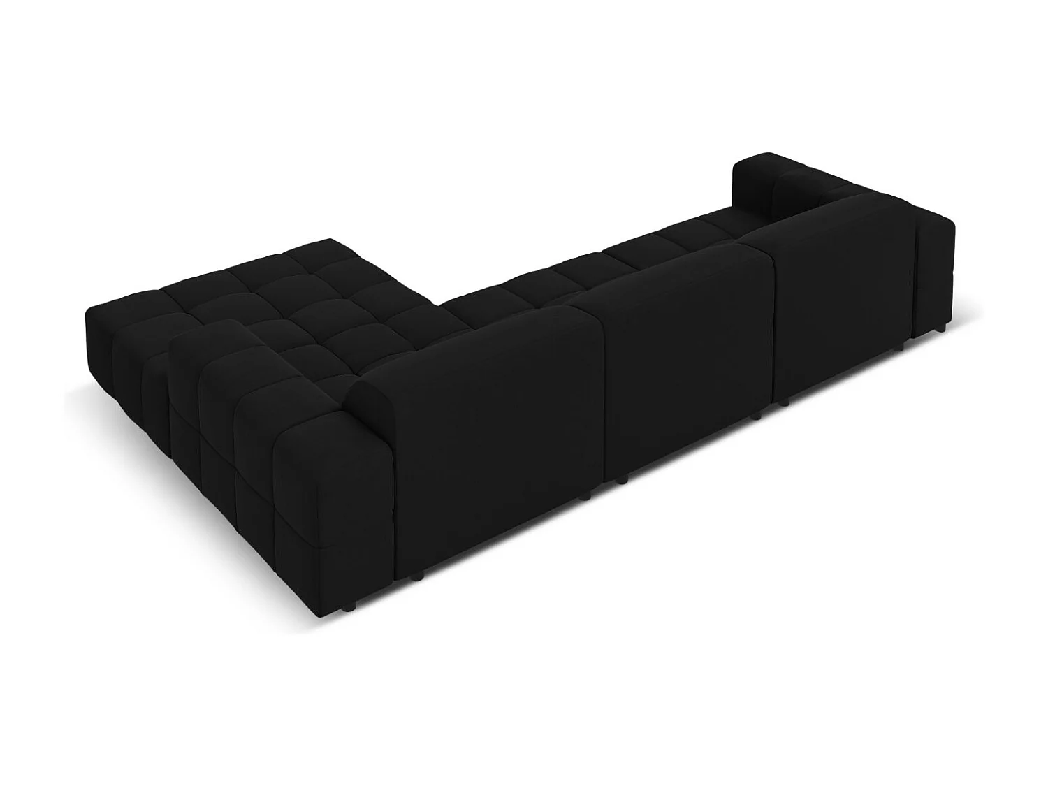 CXL by Christian Lacroix - Rechter hoekbank "Luc" 4 zitplaatsen, Flueel, Zwart - 284x166x70cm