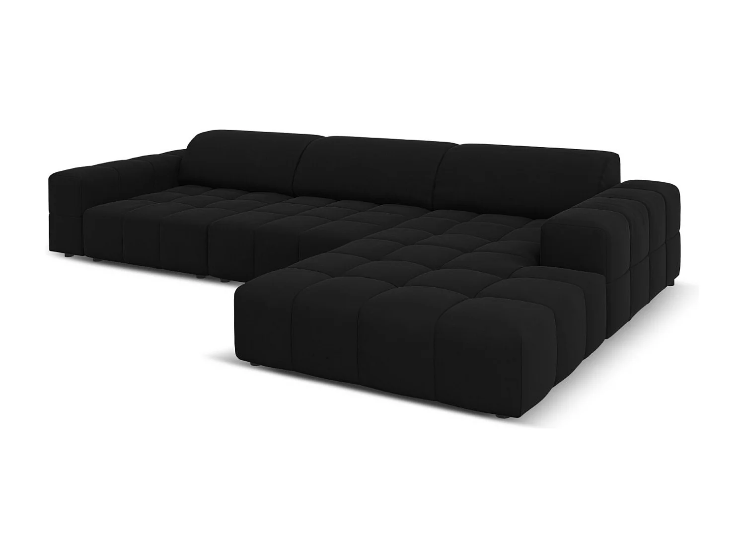 CXL by Christian Lacroix - Rechter hoekbank "Luc" 4 zitplaatsen, Flueel, Zwart - 284x166x70cm