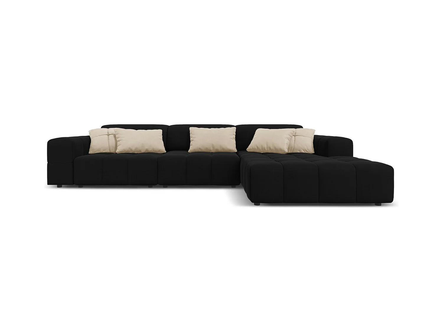 CXL by Christian Lacroix - Rechter hoekbank "Luc" 4 zitplaatsen, Flueel, Zwart - 284x166x70cm