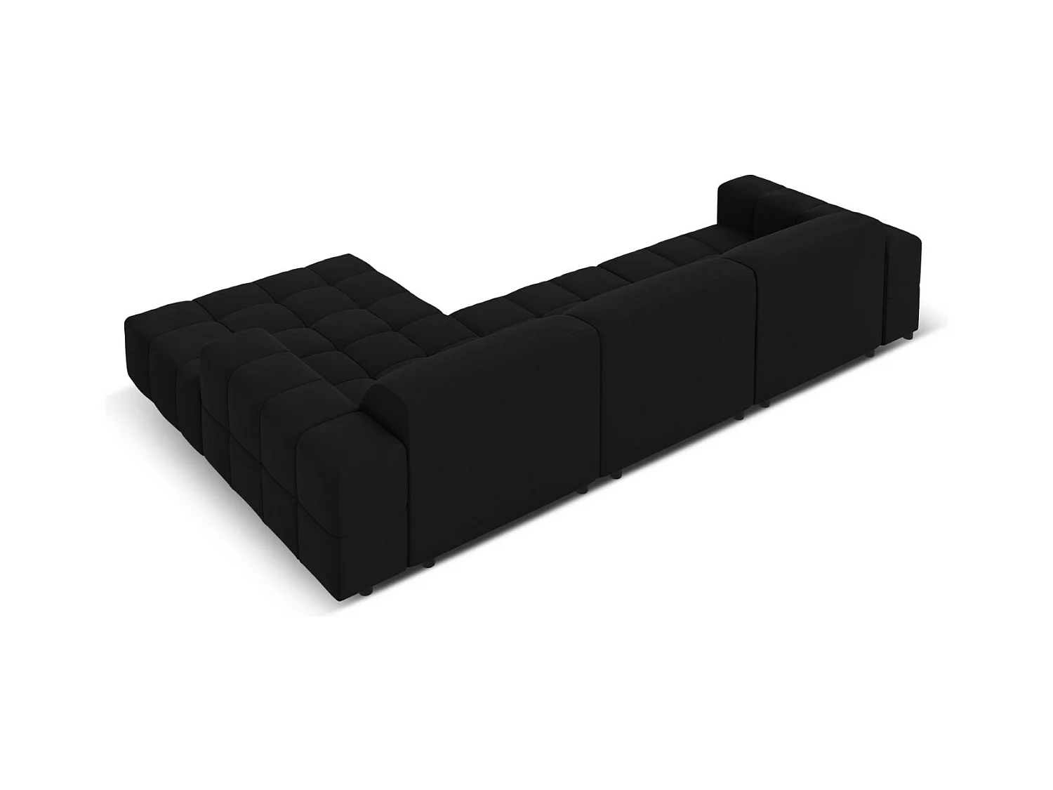 CXL by Christian Lacroix - Canapé d'angle droit "Luc" 4 places en velours noir - 284x166x70cm