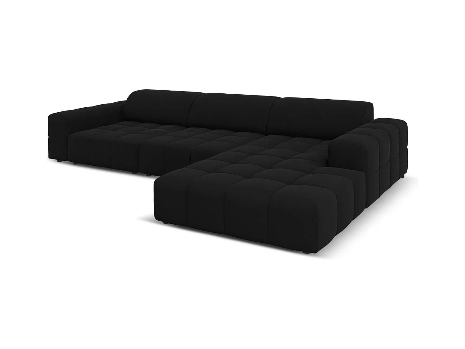 CXL by Christian Lacroix - Canapé d'angle droit "Luc" 4 places en velours noir - 284x166x70cm