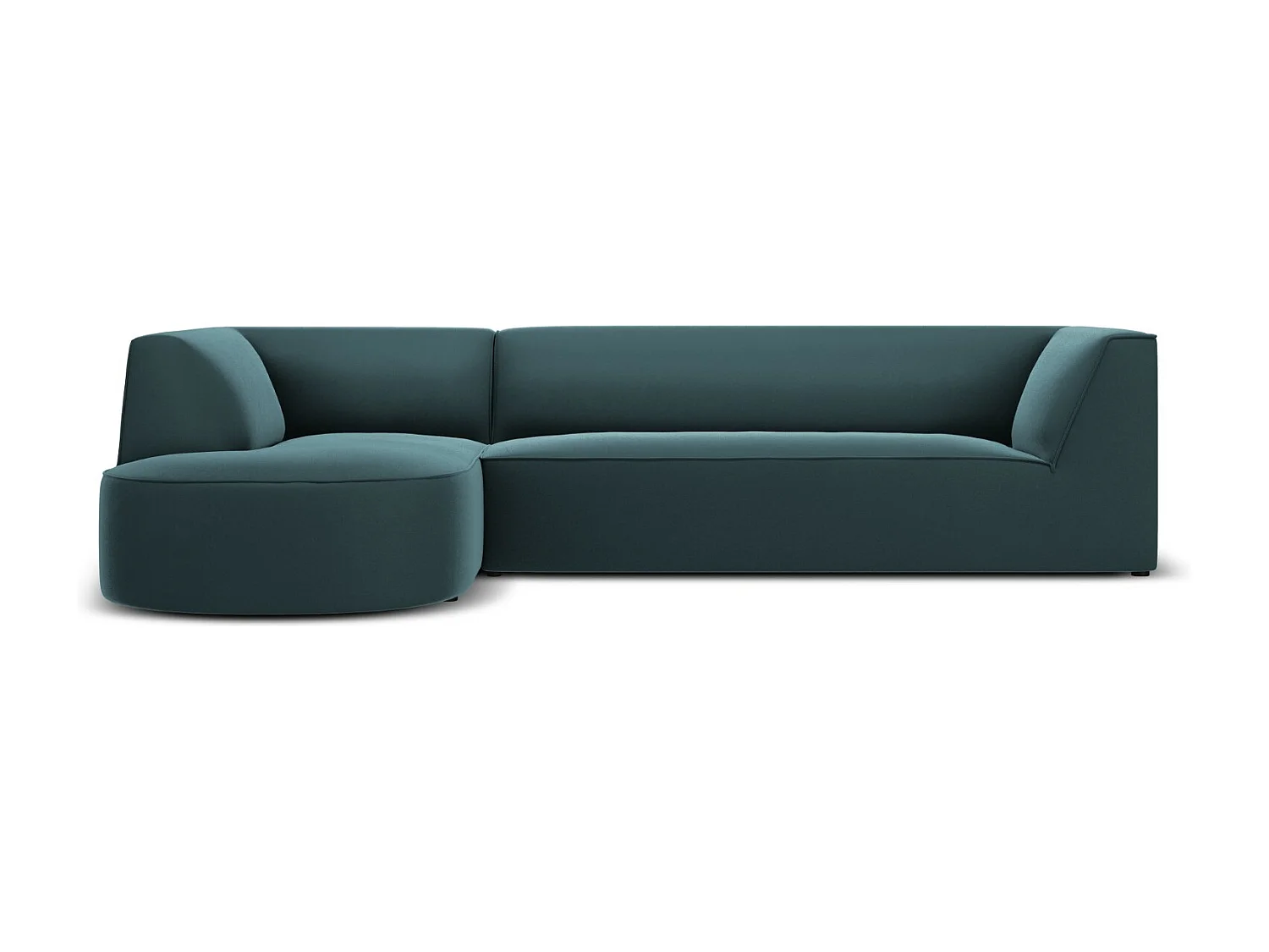 CXL by Christian Lacroix - Canapé d'angle gauche "Charles" 4 places en velours bleu - 273x180x69cm