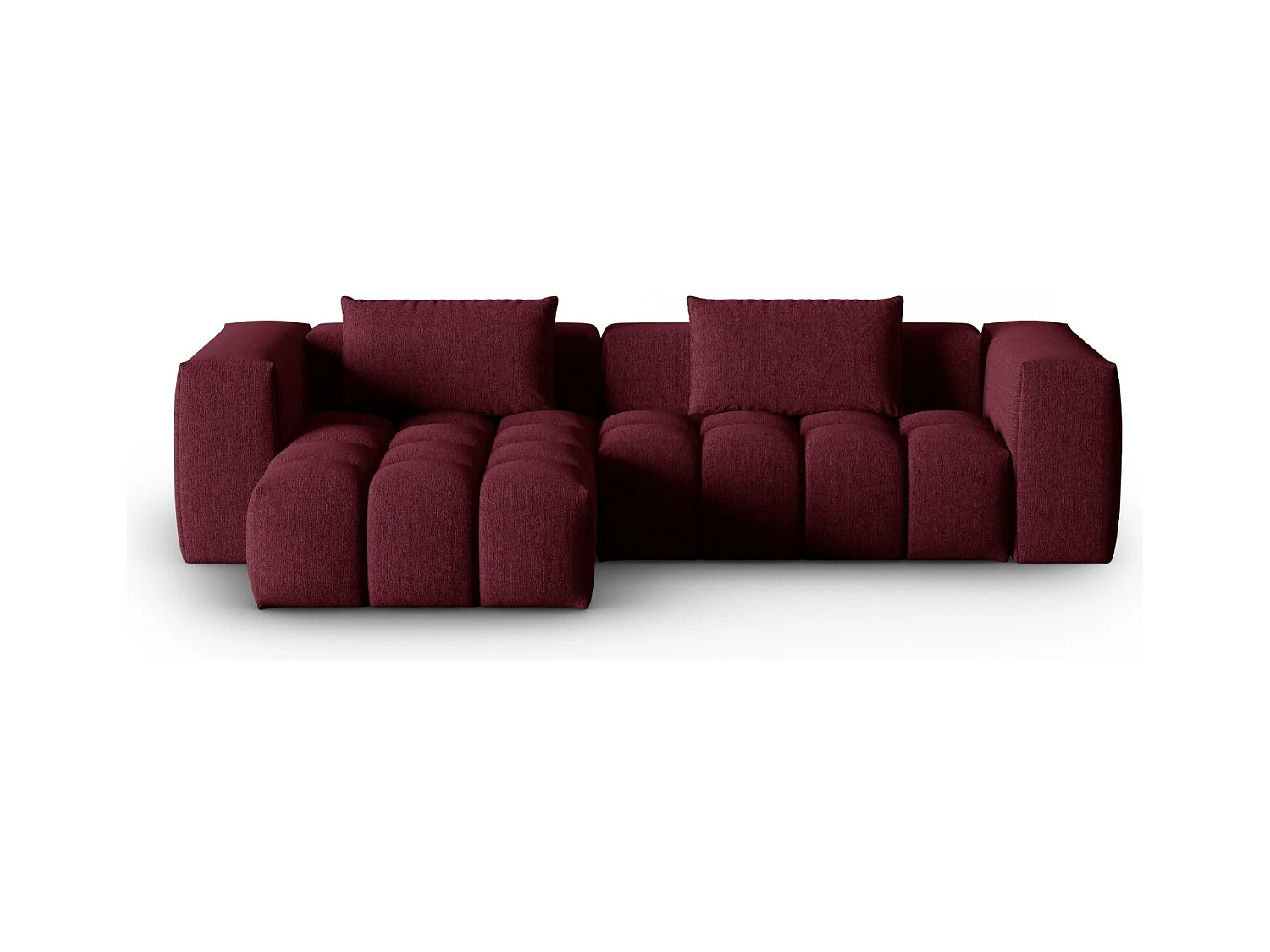 CXL by Christian Lacroix - Canapé d'angle gauche modulable "Lorella" 3 places en tissu structurel bordeaux - 260x145x70cm