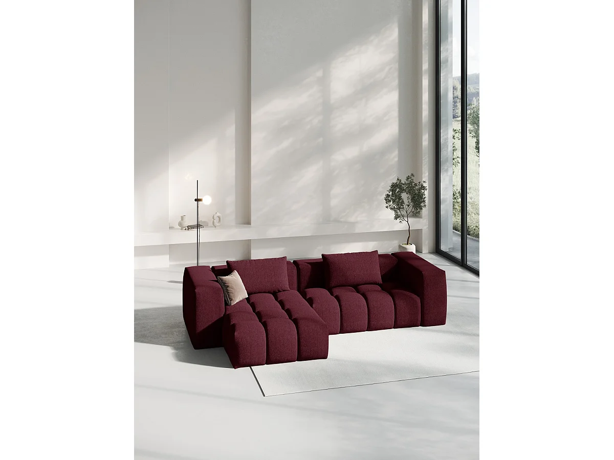 CXL by Christian Lacroix - Sofá modular de canto esquerdo "Lorella" 3 lugares em tecido estrutural bordeaux - 260x145x70cm