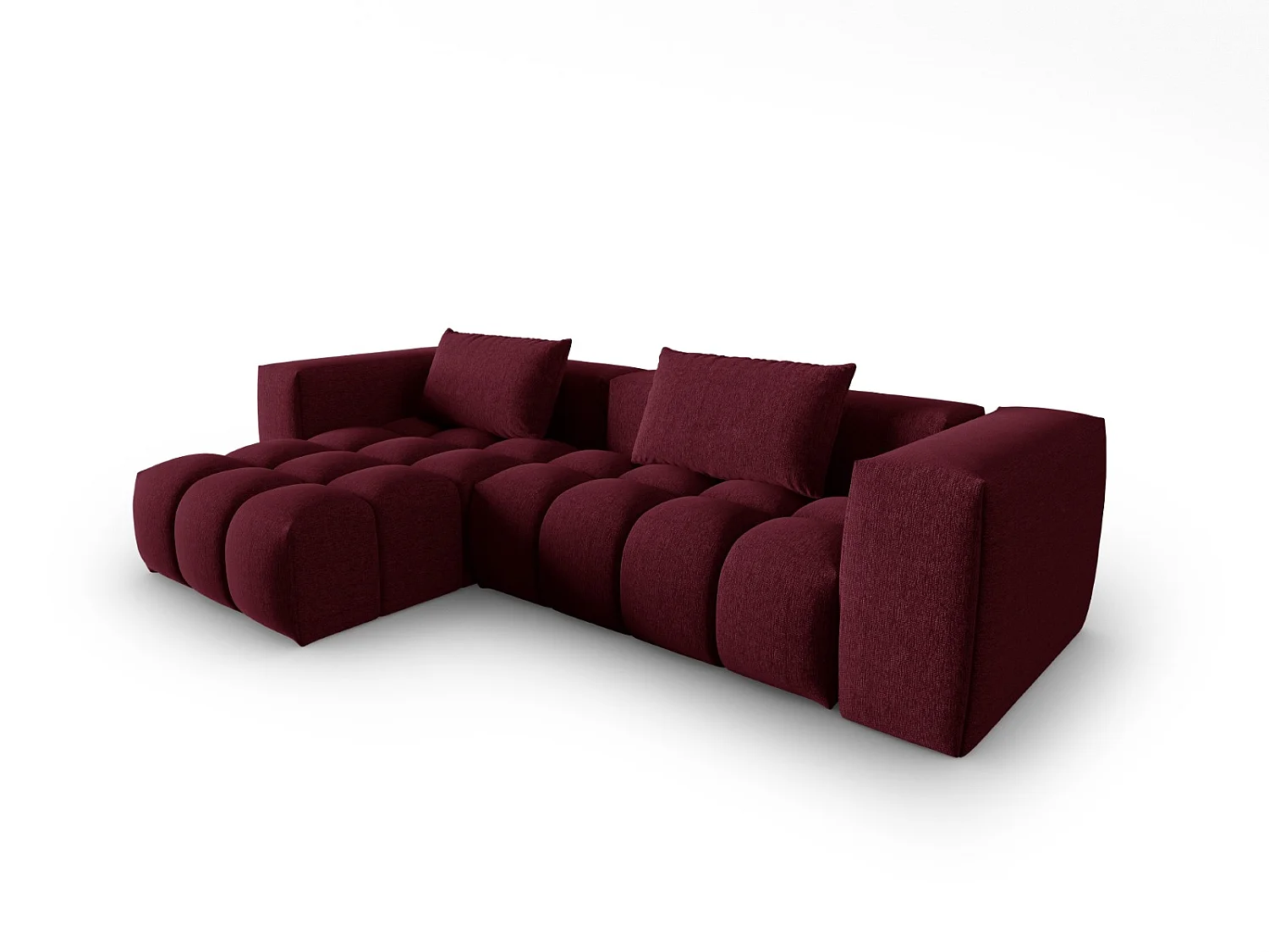 CXL by Christian Lacroix - Sofá modular de canto esquerdo "Lorella" 3 lugares em tecido estrutural bordeaux - 260x145x70cm