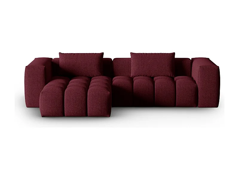 CXL by Christian Lacroix - Canapé d'angle gauche modulable "Lorella" 3 places en tissu structurel bordeaux - 260x145x70cm
