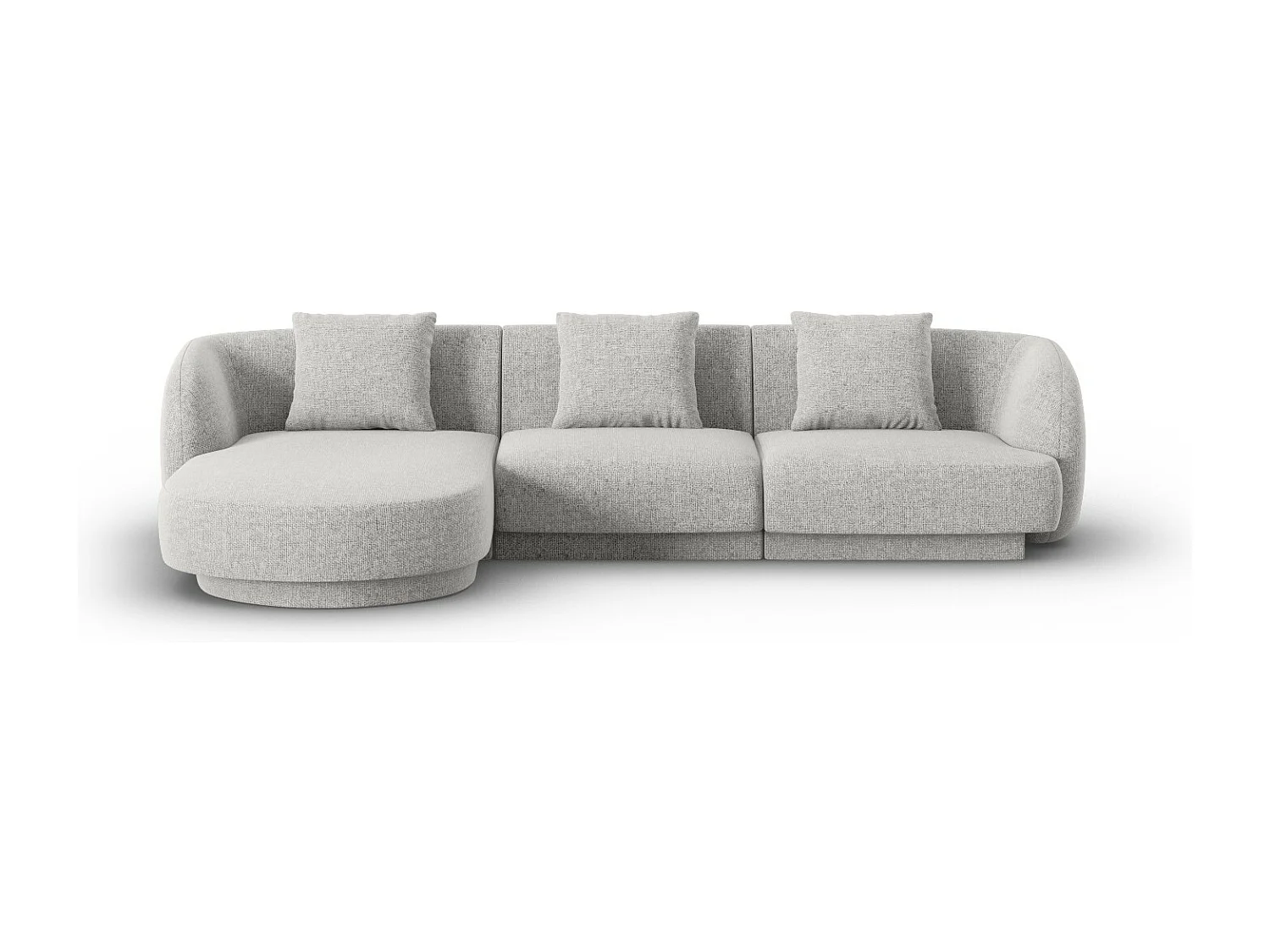 Cosmopolitan Design - Sofá esquinero izquierdo "Tulum" 4 plazas de tejido chenilla gris claro - 255x156x70cm