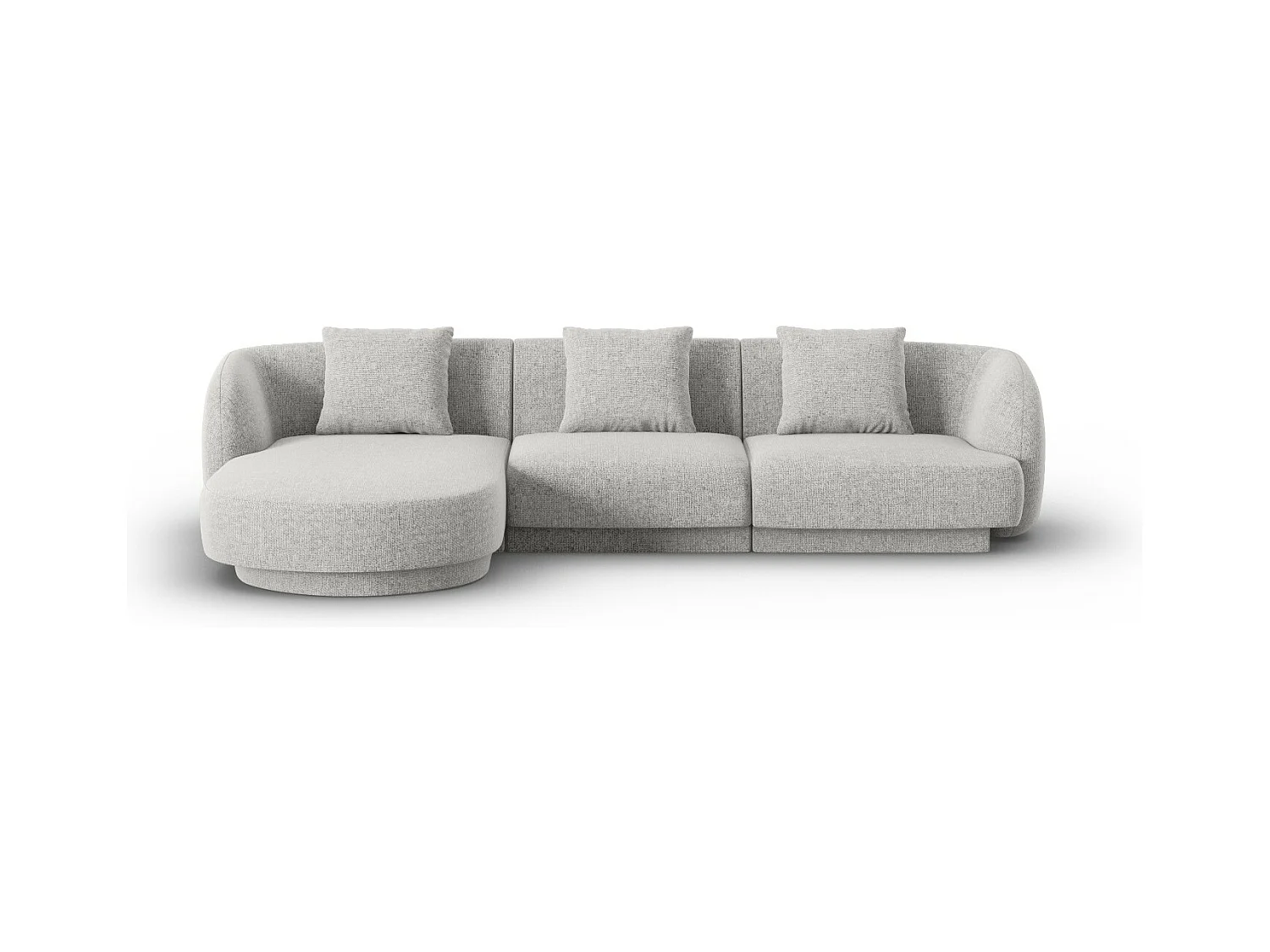 Cosmopolitan Design - Linker hoekbank "Tulum" 4 zitplaatsen, Chenille, Lichtgrijs - 255x156x70cm