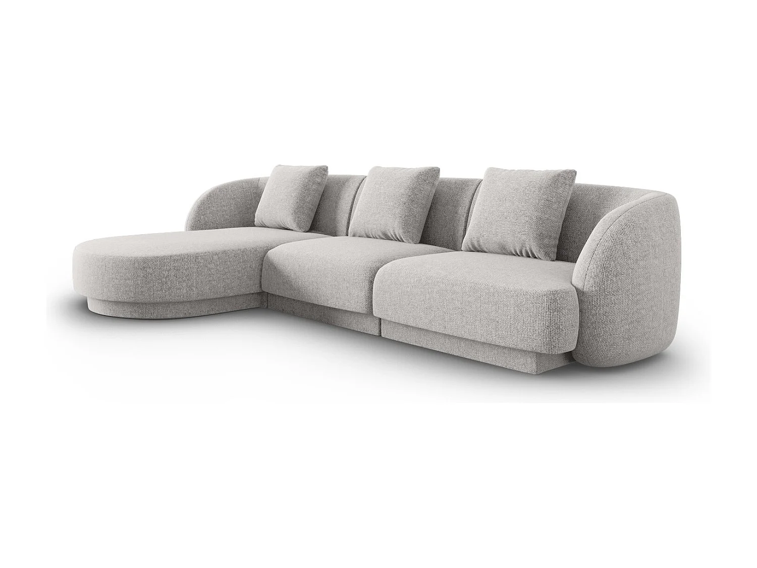 Cosmopolitan Design - Sofá de canto esquerdo "Tulum" 4 lugares em tecido chenille cinza claro - 255x156x70cm