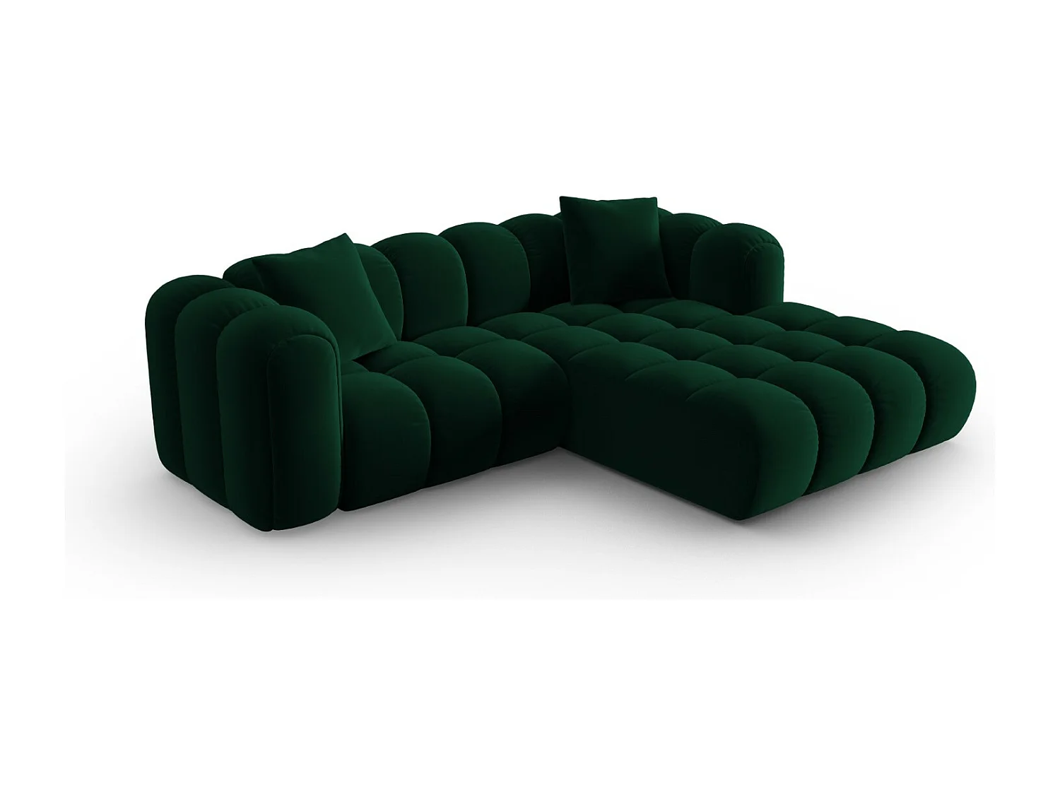 CXL by Christian Lacroix - Modulaire hoekbank rechts "Clotilde" 3 zitplaatsen, Flueel, Flessengroen - 187x190x70cm