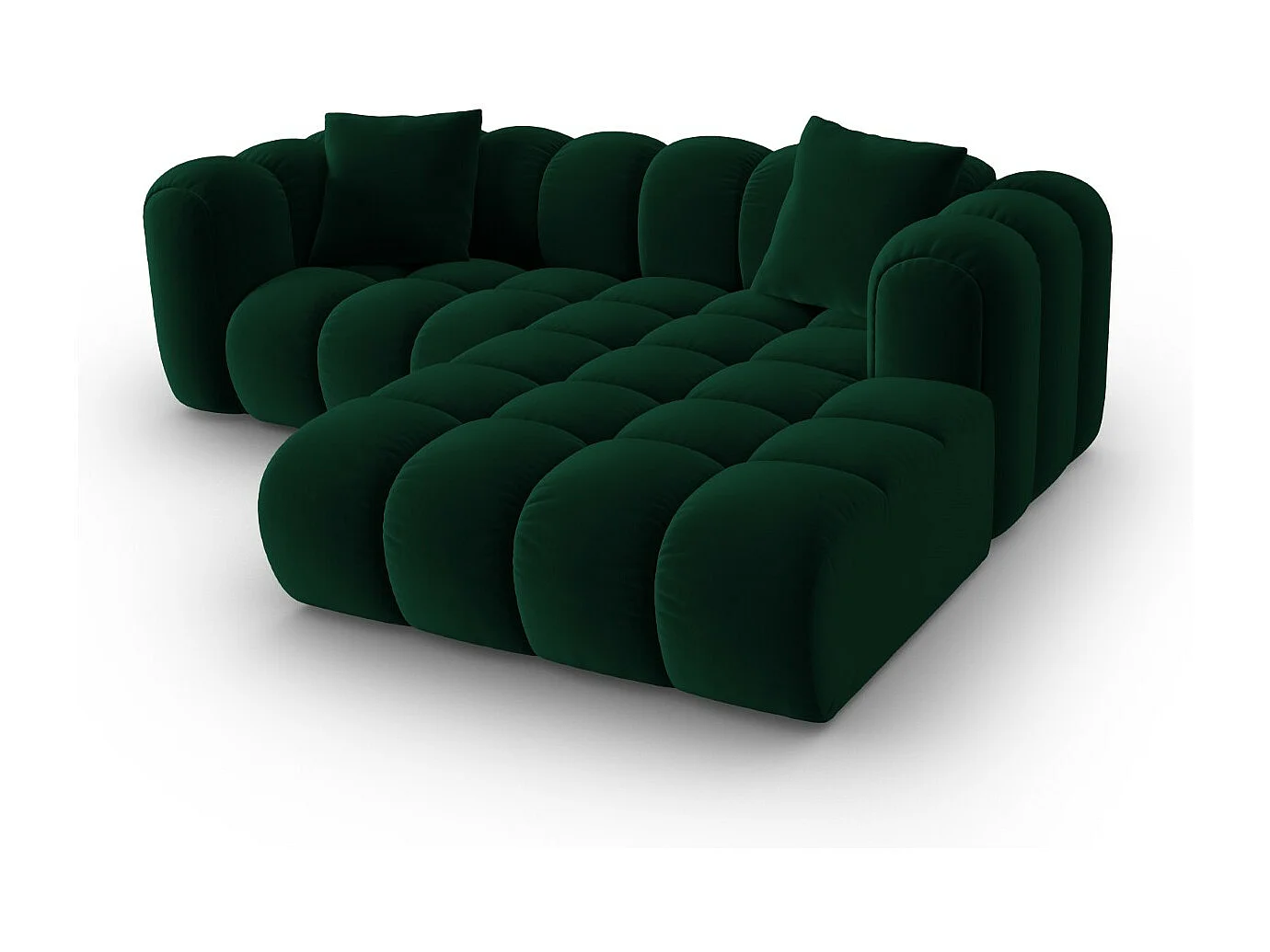 CXL by Christian Lacroix - Modulaire hoekbank rechts "Clotilde" 3 zitplaatsen, Flueel, Flessengroen - 187x190x70cm