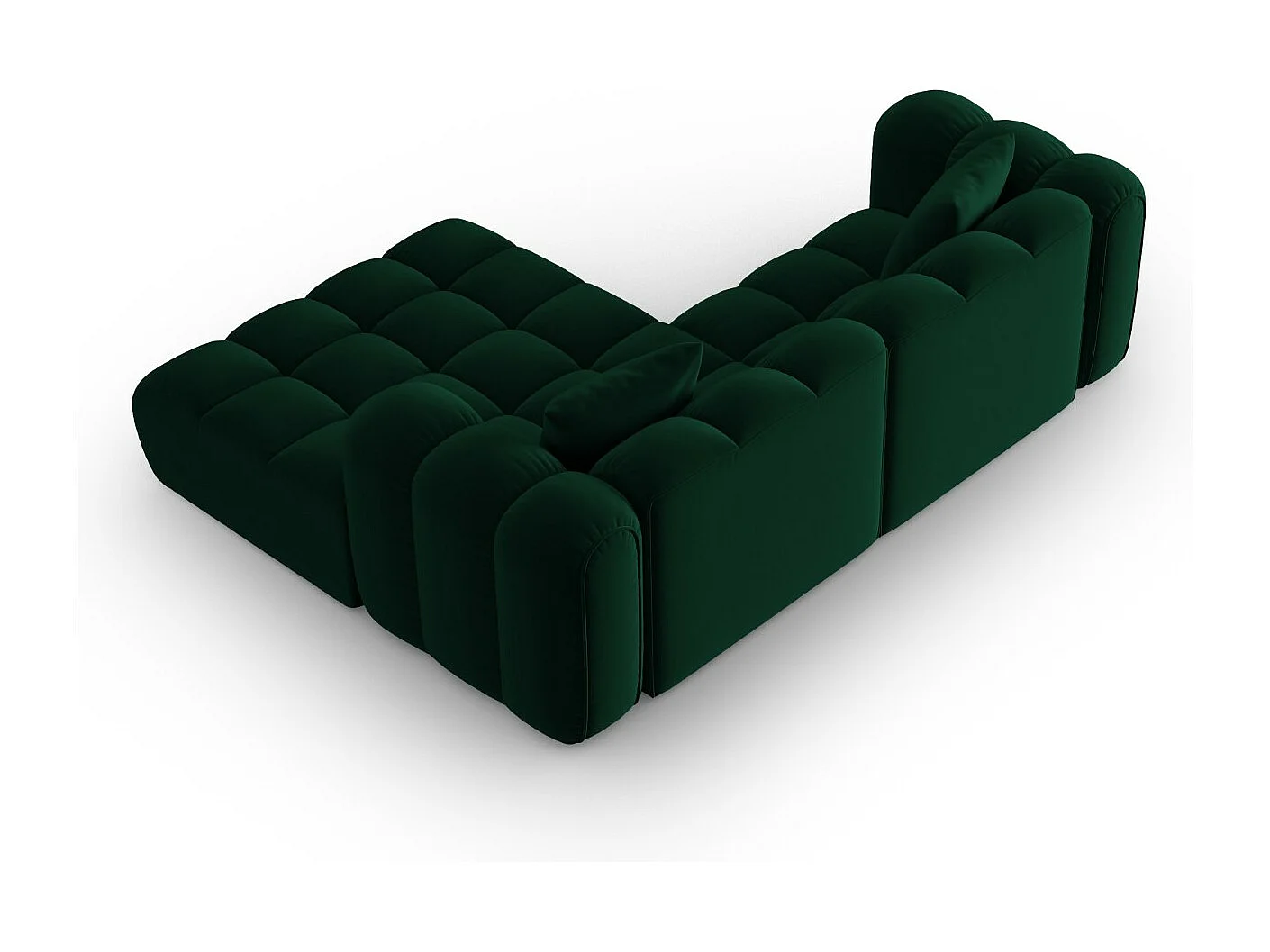 CXL by Christian Lacroix - Modulaire hoekbank rechts "Clotilde" 3 zitplaatsen, Flueel, Flessengroen - 187x190x70cm