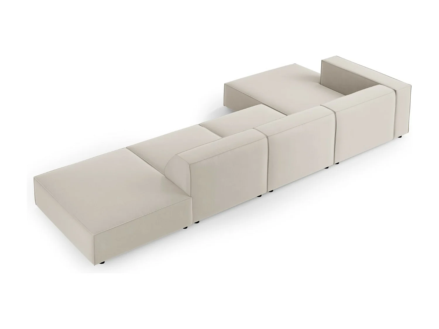 Cosmopolitan Design - Linker hoekbank "Arendal" 5 zitplaatsen, Flueel, Ecru - 341x166x70cm