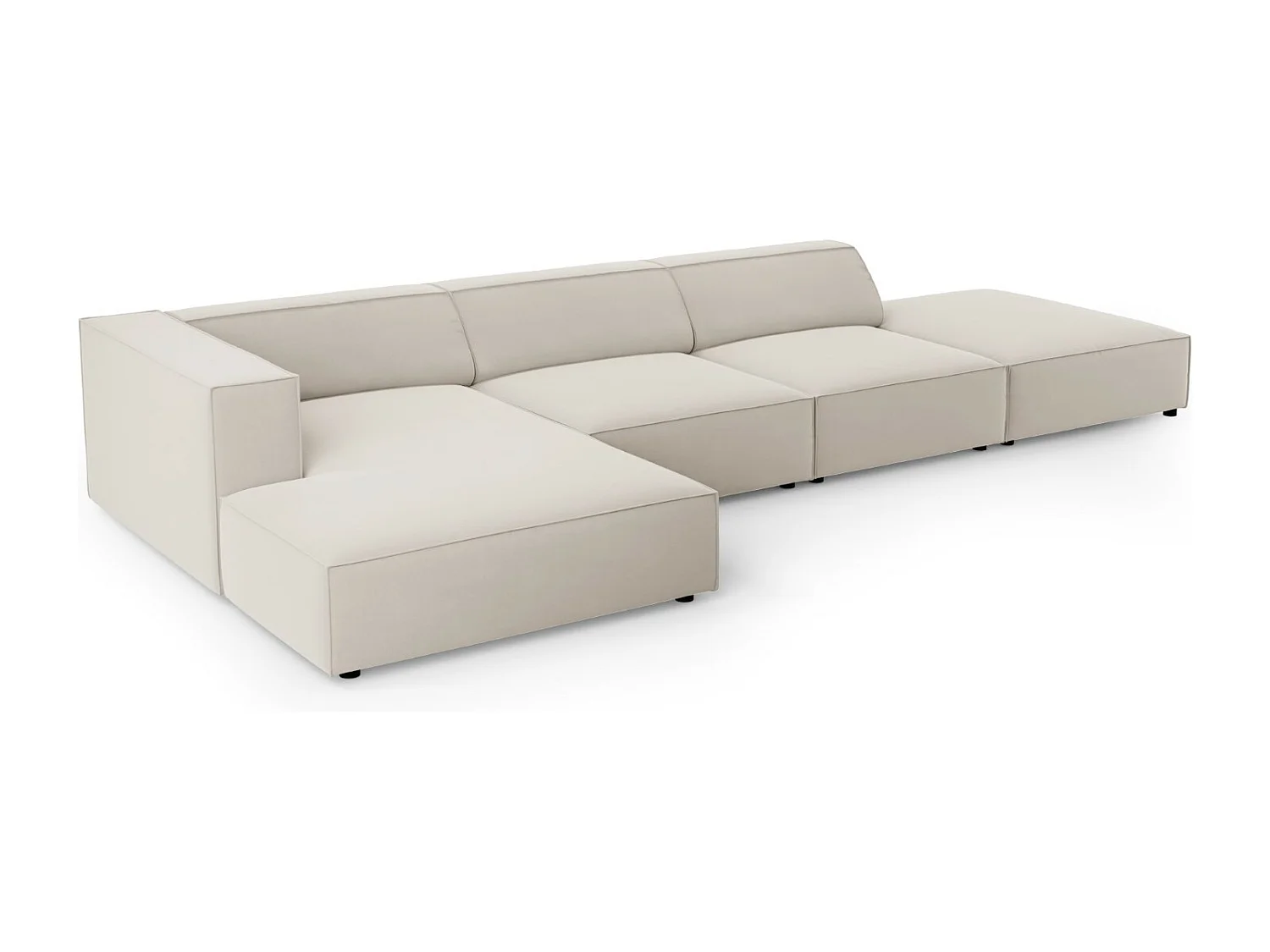 Cosmopolitan Design - Sofá de canto esquerdo "Arendal" 5 lugares em veludo cru - 341x166x70cm