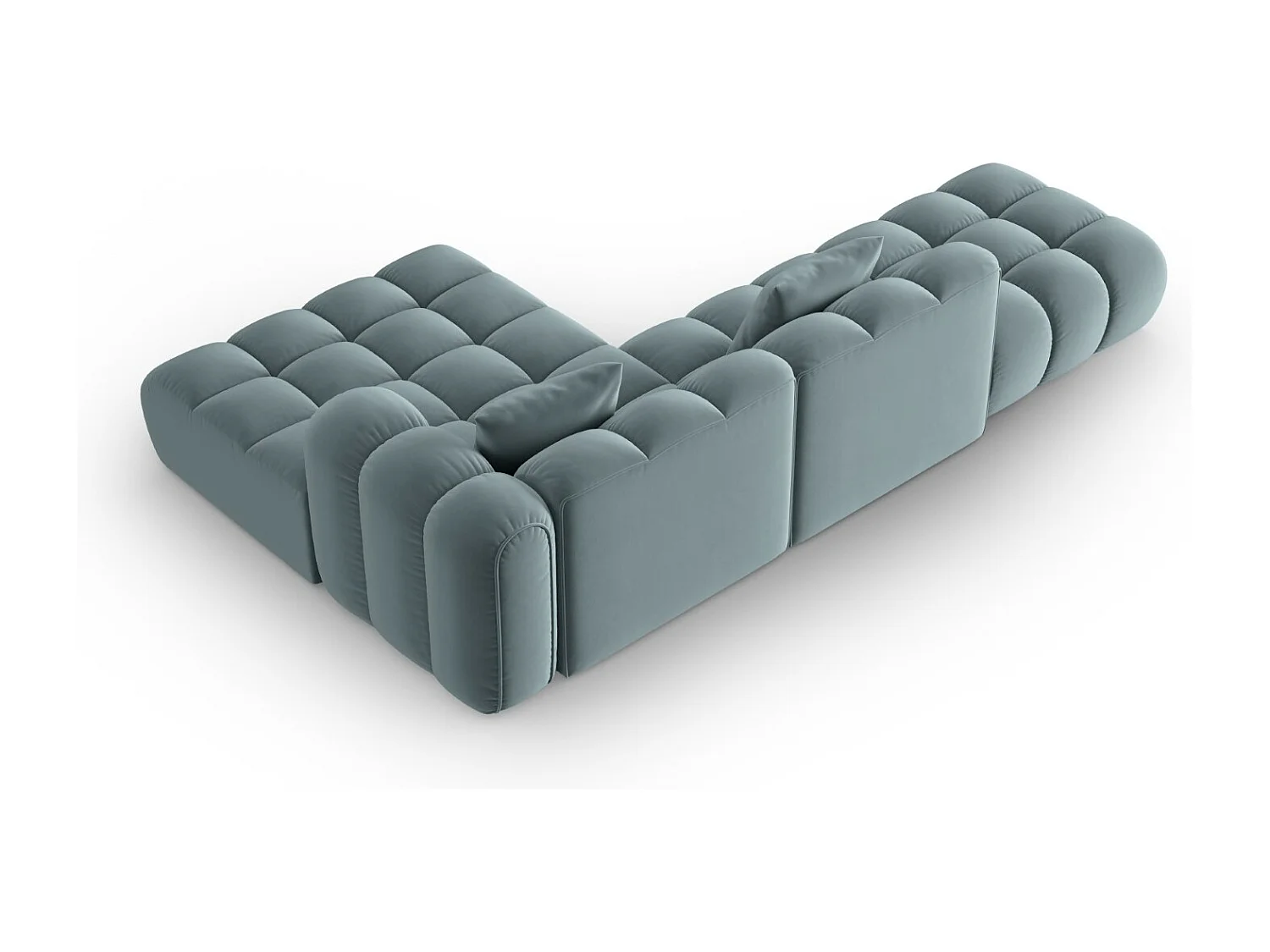 CXL by Christian Lacroix - Divano angolare modulare destro "Clotilde" 4 posti in velluto azzurro - 309x190x70cm