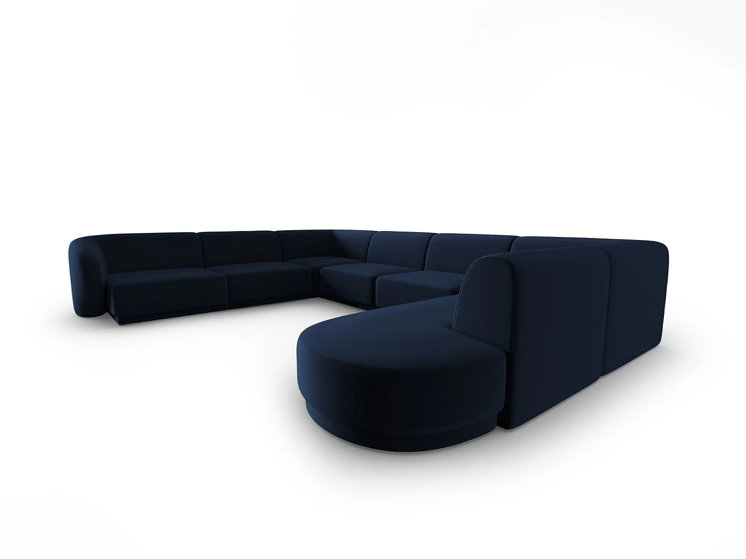 CXL by Christian Lacroix - Divano modulare panoramico sinistro "Lionel" 8 posti in velluto blu reale - 342x323x74cm