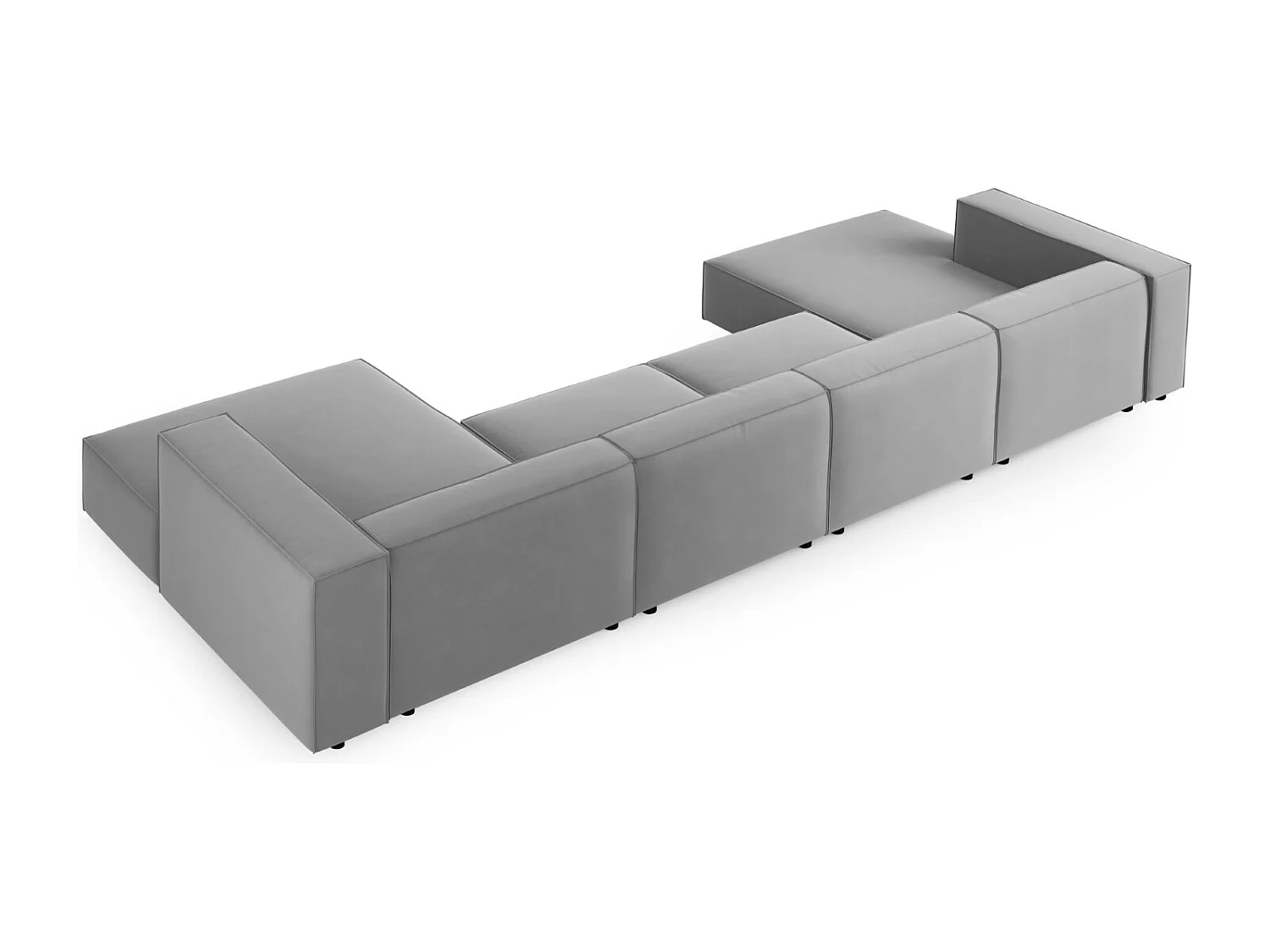 Cosmopolitan Design - Canapé panoramique "Arendal" 6 places en velours gris clair - 364x166x70cm