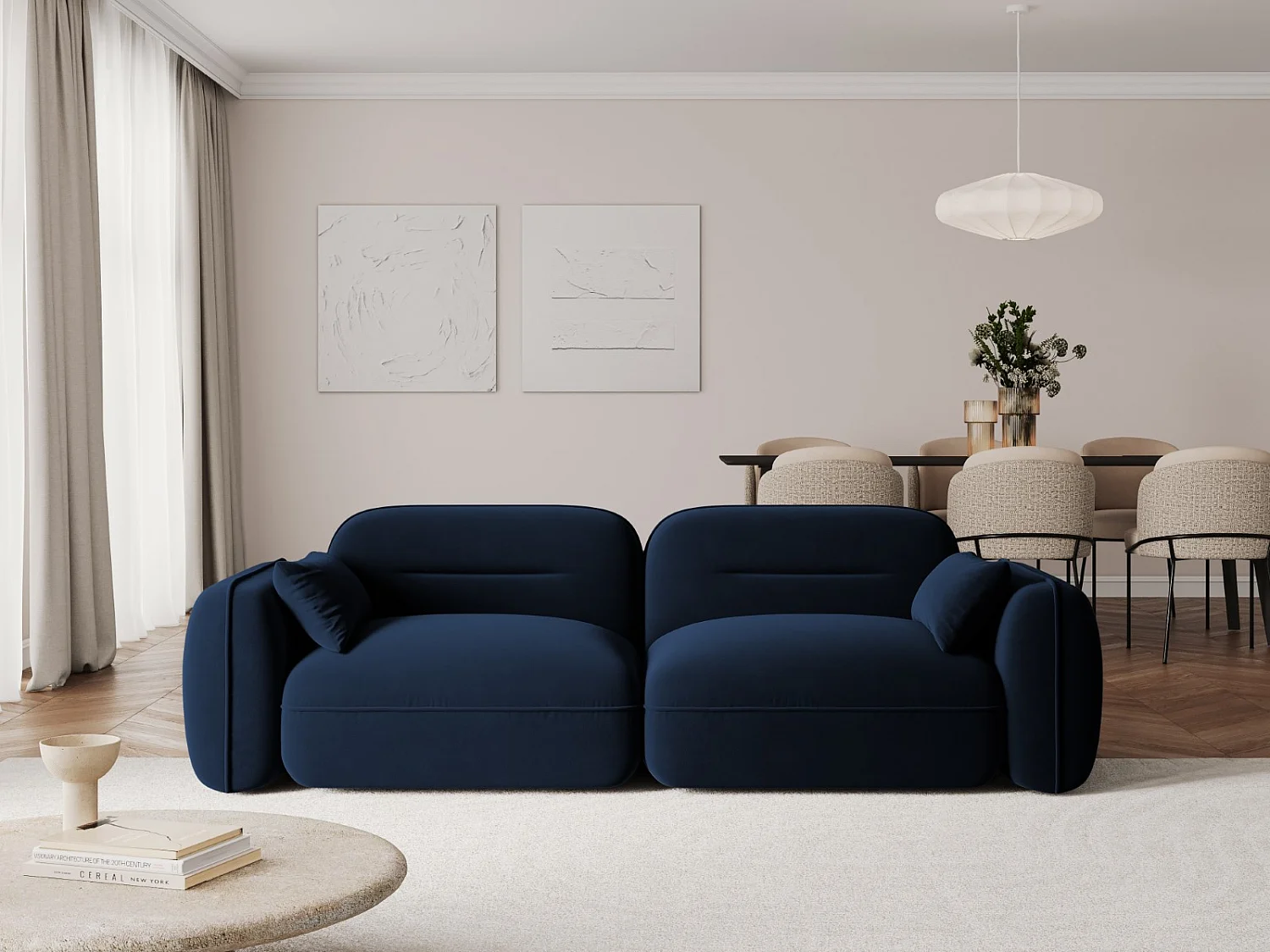 Cosmopolitan Design - Canapé modulable "Sydney" 3 places en velours bleu roi - 230x90x70cm