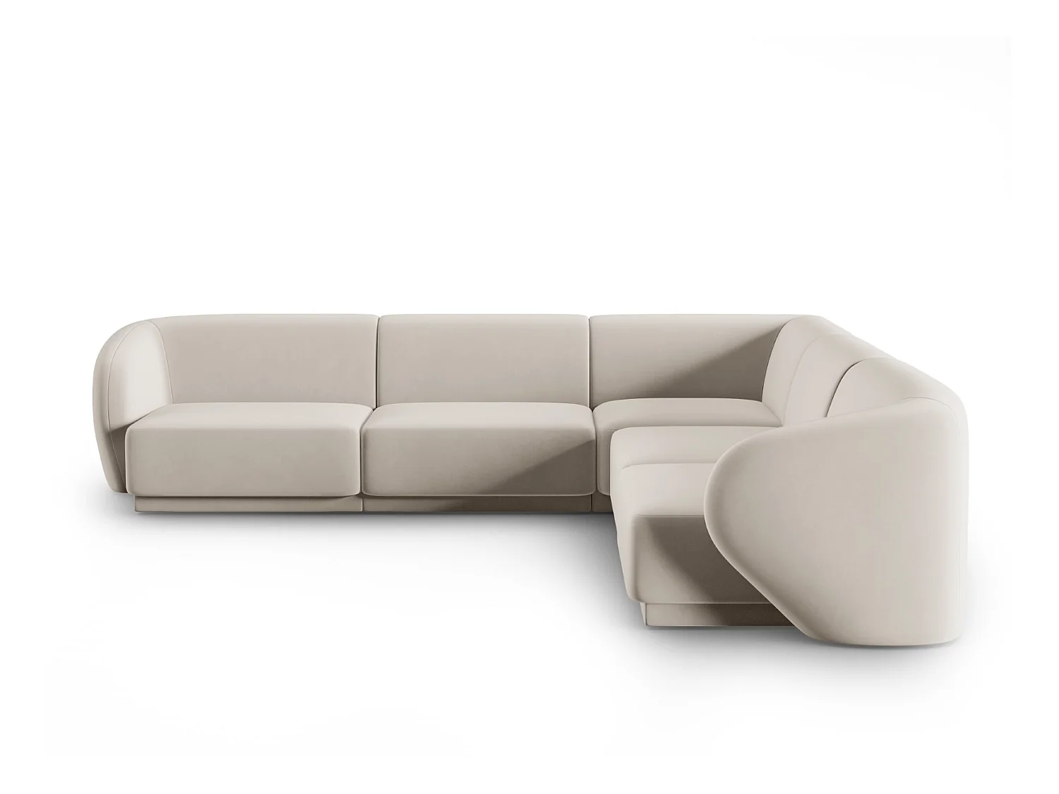 CXL by Christian Lacroix - Symmetrische modulaire hoekbank "Lionel" 6 zitplaatsen, Flueel, Beige - 265x265x74cm