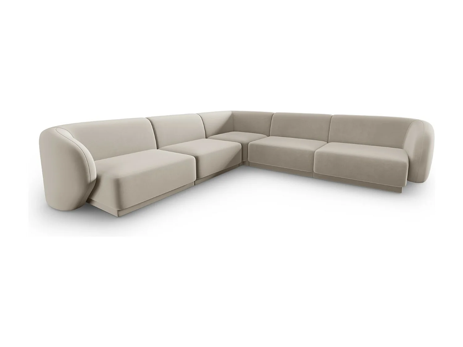 CXL by Christian Lacroix - Sofá esquinero modular reversible "Lionel" 6 plazas de terciopelo beige - 265x265x74cm