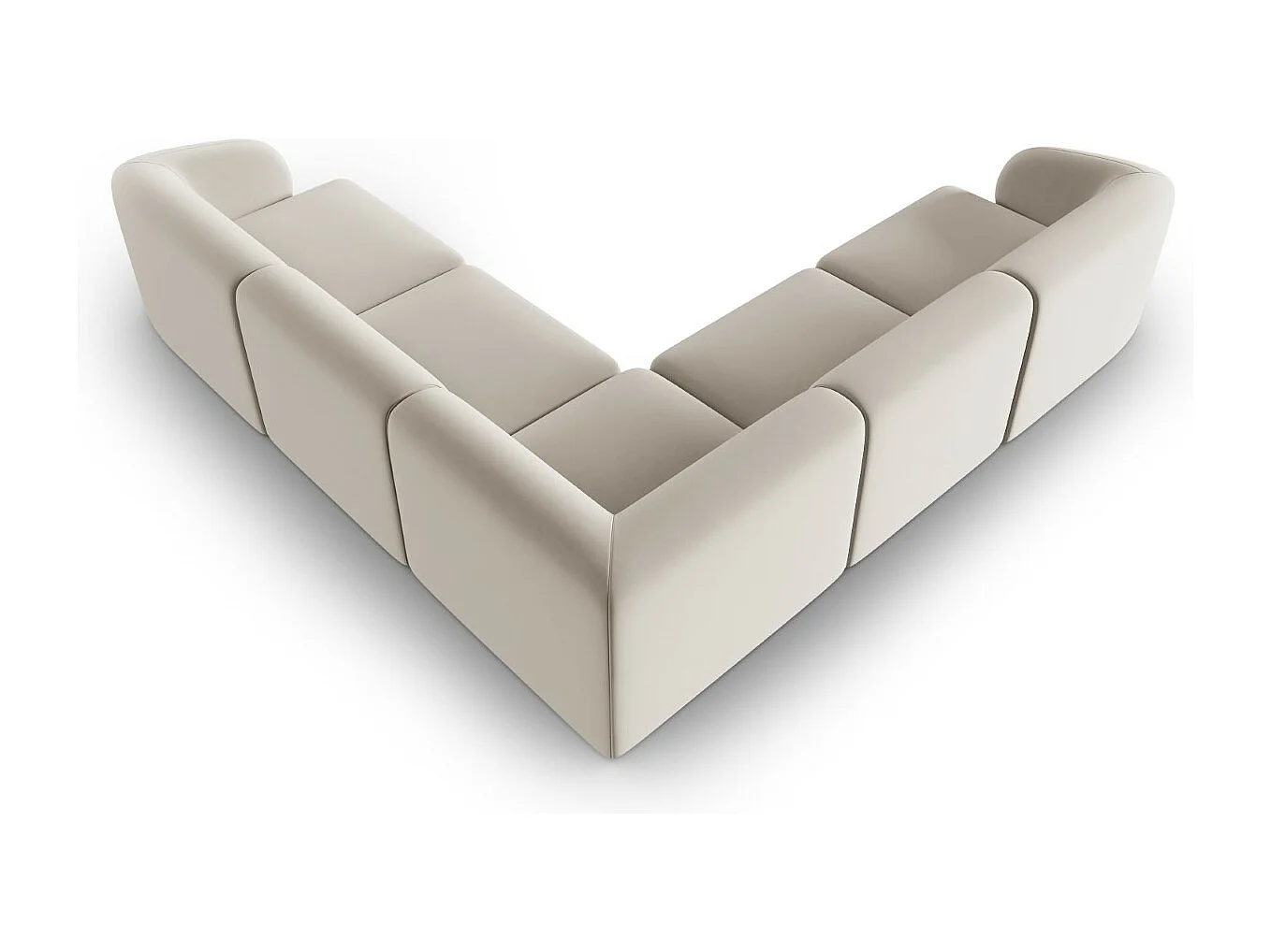 CXL by Christian Lacroix - Sofá esquinero modular reversible "Lionel" 6 plazas de terciopelo beige - 265x265x74cm