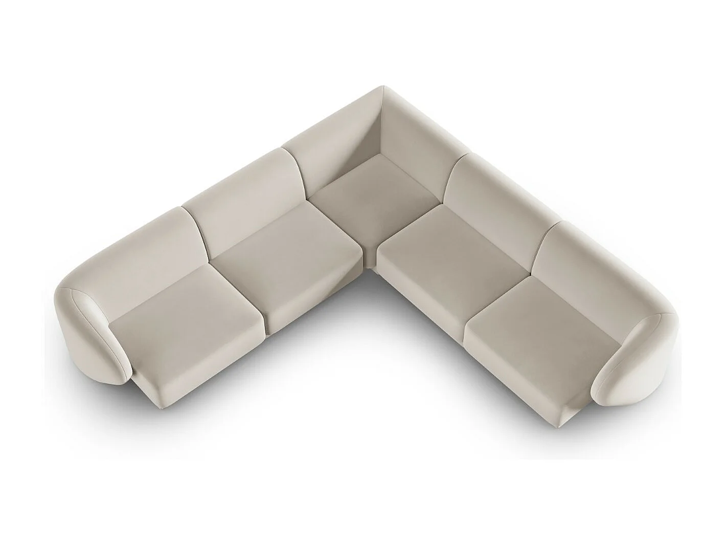 CXL by Christian Lacroix - Sofá esquinero modular reversible "Lionel" 6 plazas de terciopelo beige - 265x265x74cm