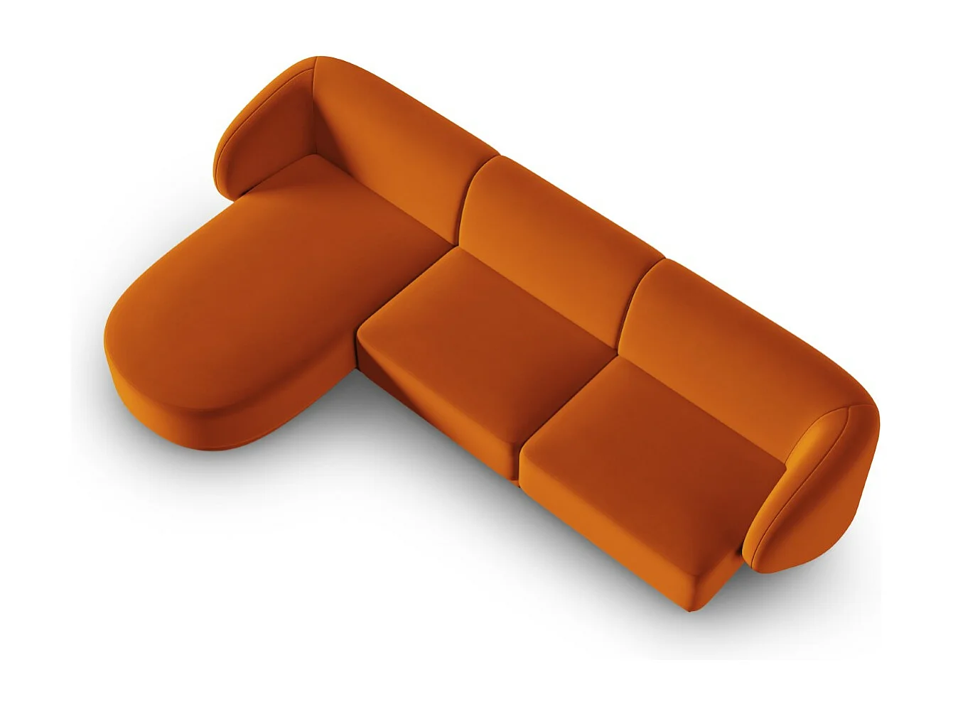 CXL by Christian Lacroix - Modulaire hoekbank links "Lionel" 4 zitplaatsen, Flueel, Terracotta - 266x155x74cm