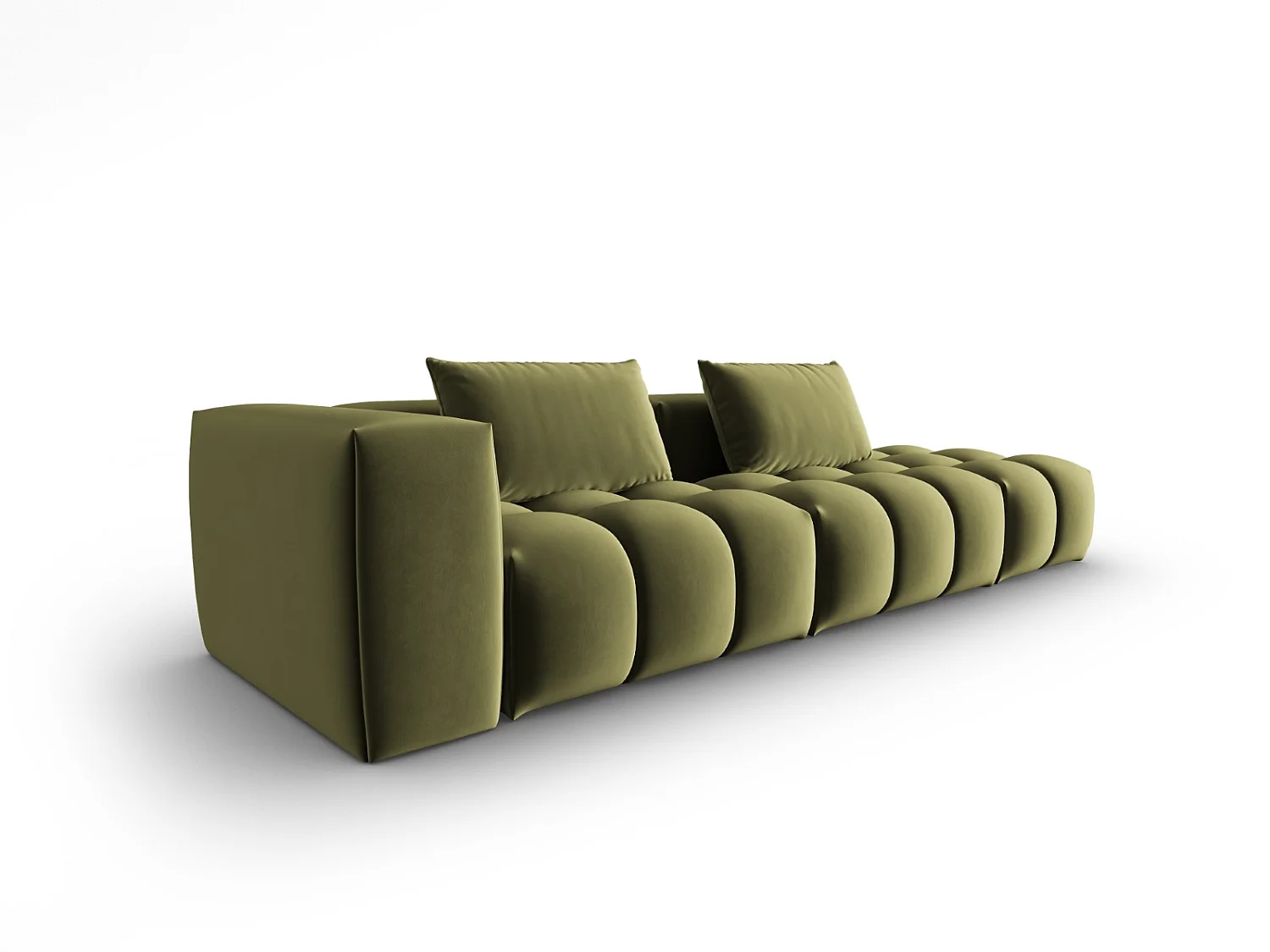 CXL by Christian Lacroix - Sofa modułowa bok prawy, "Lorella" 3 miejsca welur, zielony jasny - 265x85x70cm