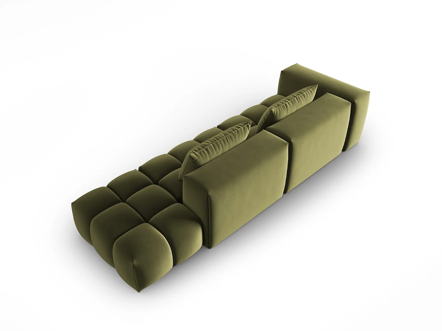 CXL by Christian Lacroix - Sofa modułowa bok prawy, "Lorella" 3 miejsca welur, zielony jasny - 265x85x70cm