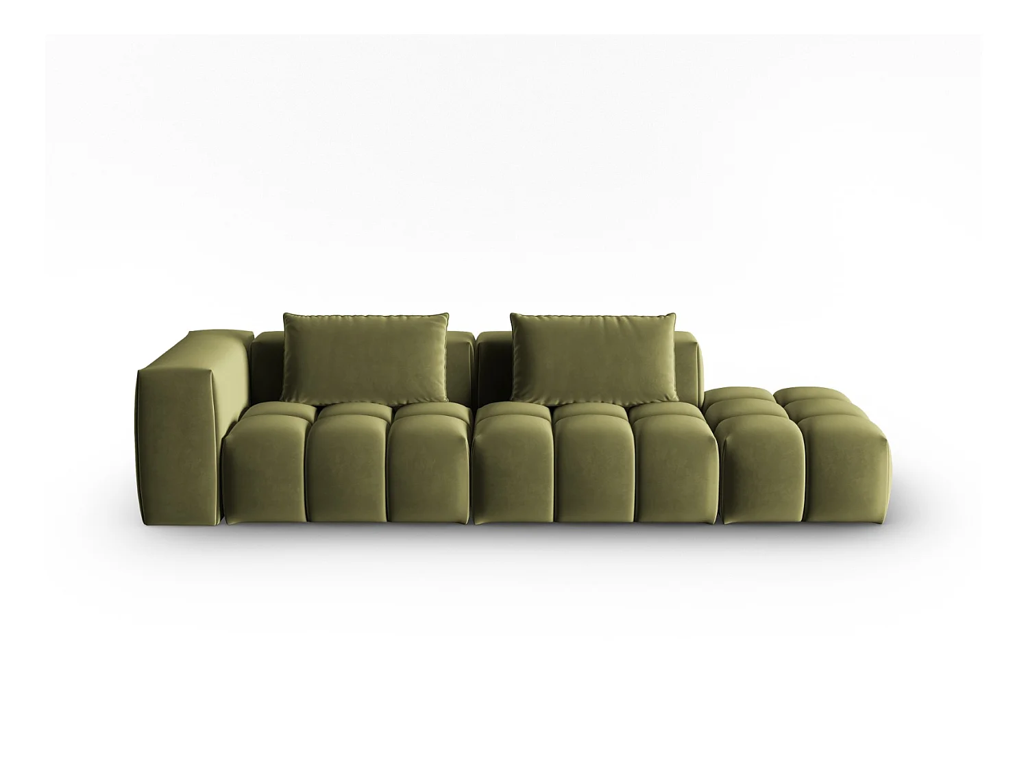 CXL by Christian Lacroix - Canapé modulable droit "Lorella" 3 places en velours vert clair - 265x85x70cm