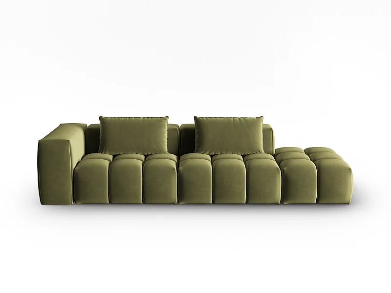 CXL by Christian Lacroix - Canapé modulable droit "Lorella" 3 places en velours vert clair - 265x85x70cm