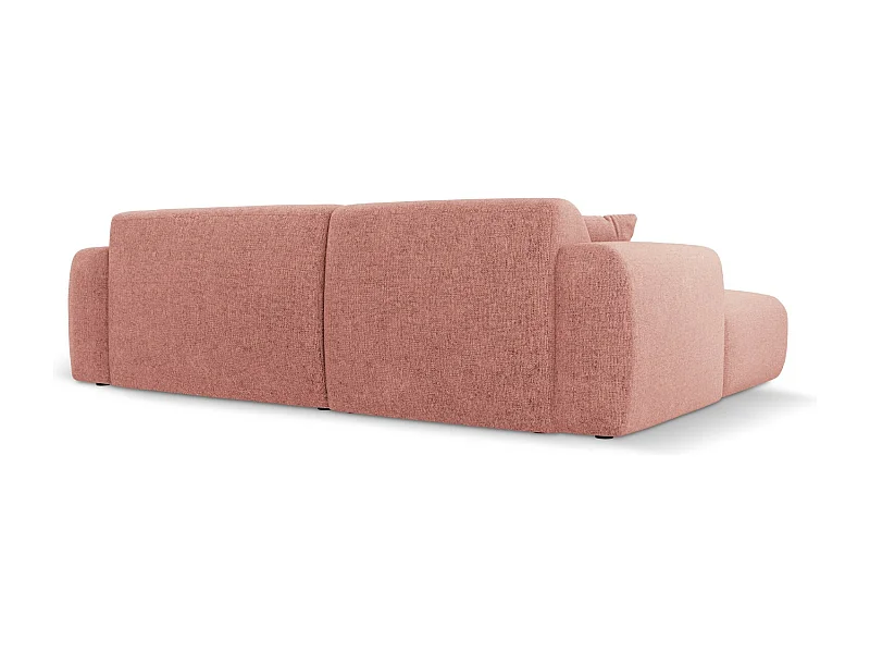 Cosmopolitan Design - Canapé d'angle droit "Nolio" 4 places en chenille rose - 235x170x72cm