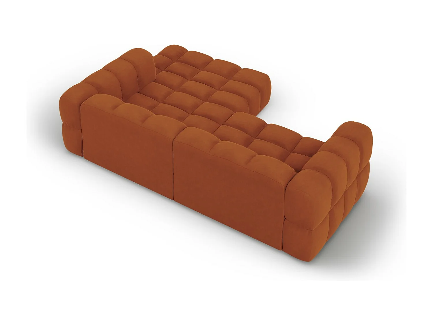 Cosmopolitan Design - 3-Sitzer modulares Ecksofa rechts "Sky" aus Samt terrakotta - 244x162x75cm