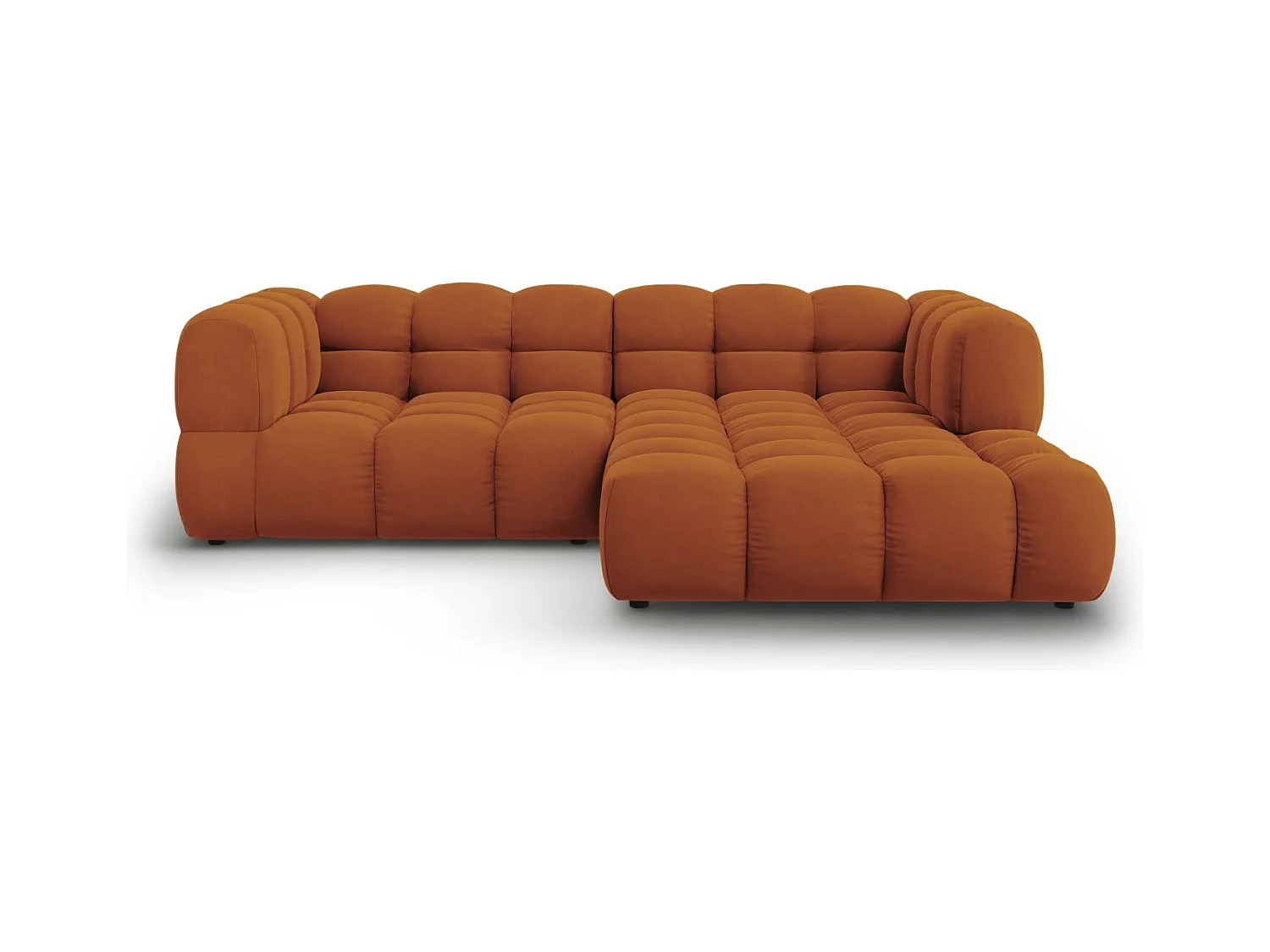 Cosmopolitan Design - Modulaire hoekbank rechts "Sky" 3 zitplaatsen, Flueel, Terracotta - 244x162x75cm