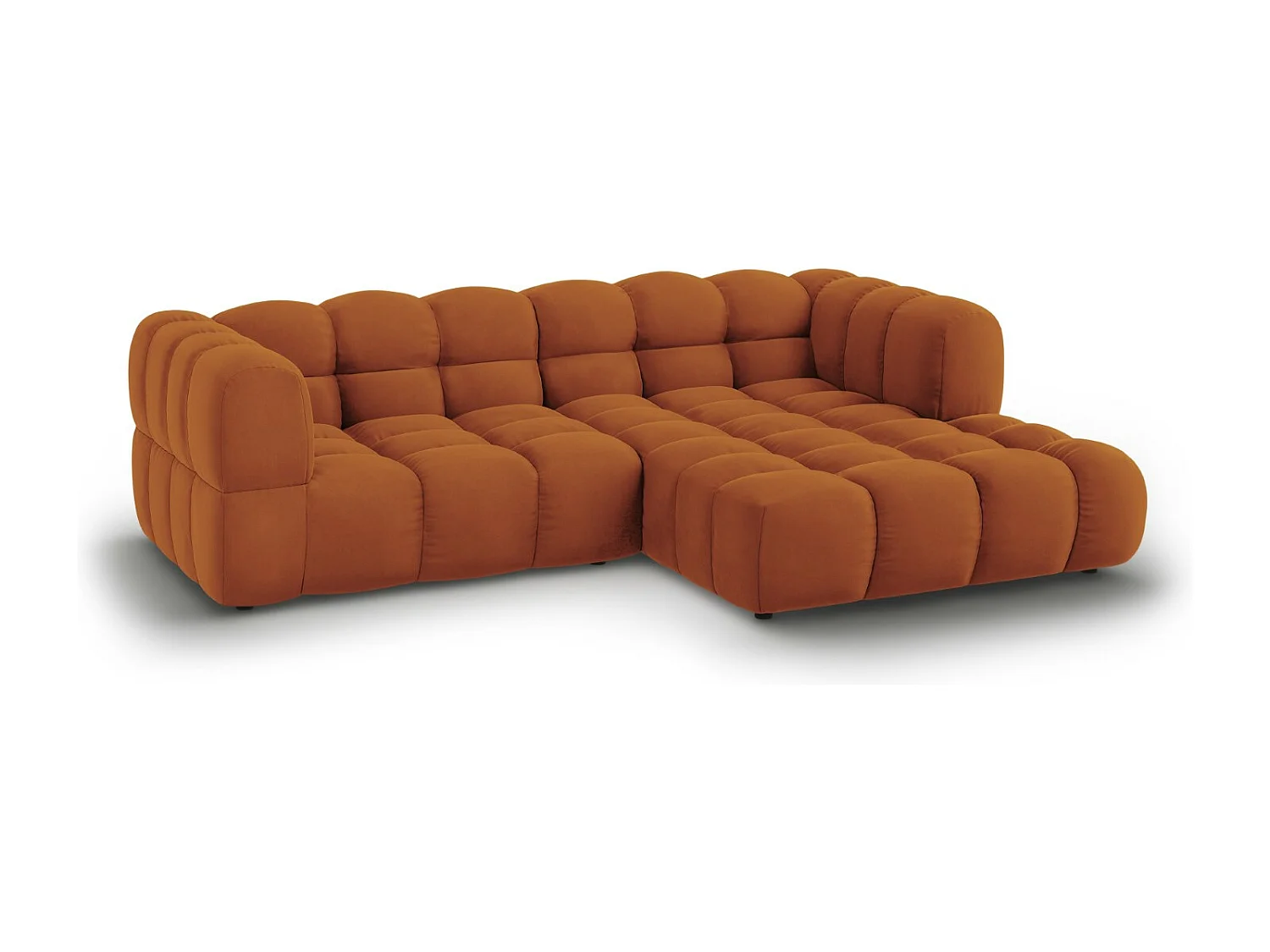 Cosmopolitan Design - Narożnik prawy panoramiczny, "Sky" 3 miejsca welur, terakota - 244x162x75cm