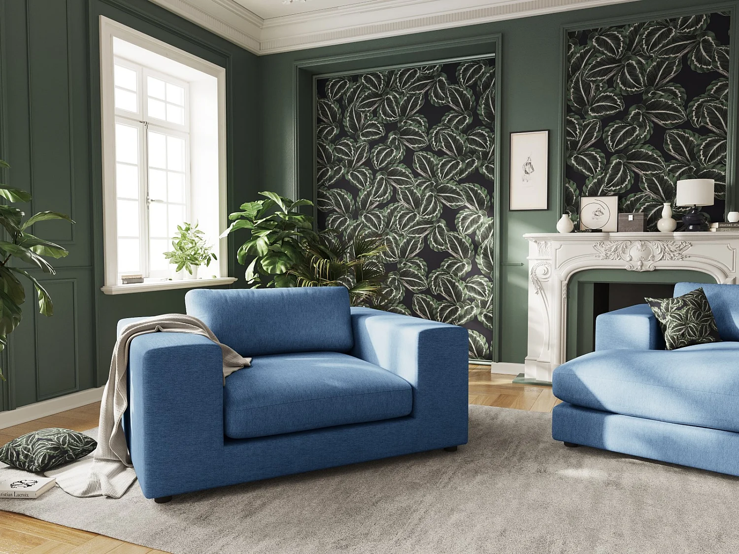 CXL by Christian Lacroix - Bank "Tendance" 1,5 zitplaatsen, Structurele stof, Donkerblauw - 156x122x72cm