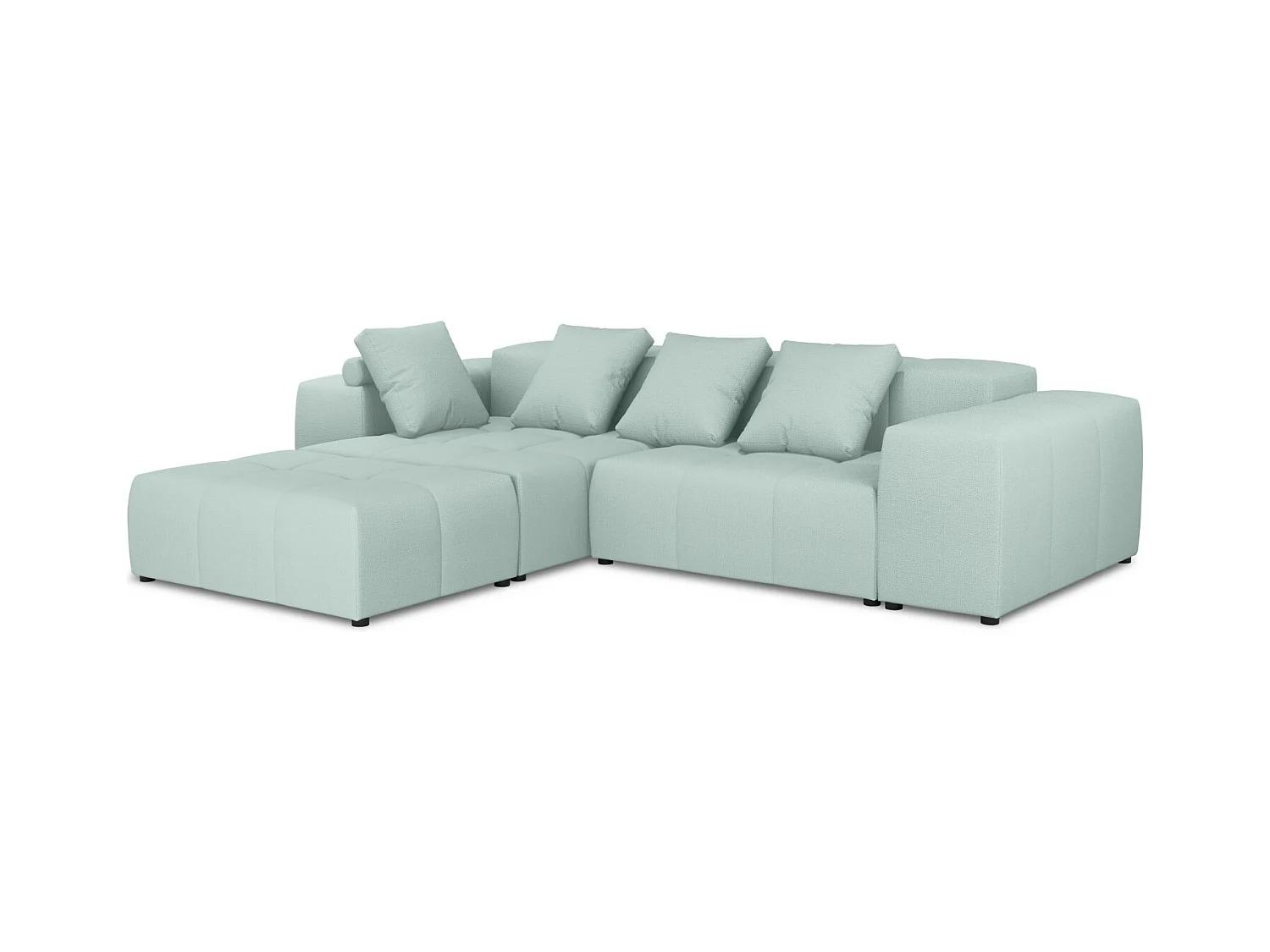 Cosmopolitan Design - Symmetrische modulaire hoekbank "Rome" 5 zitplaatsen, Structurele stof, Munt - 320x240x75cm
