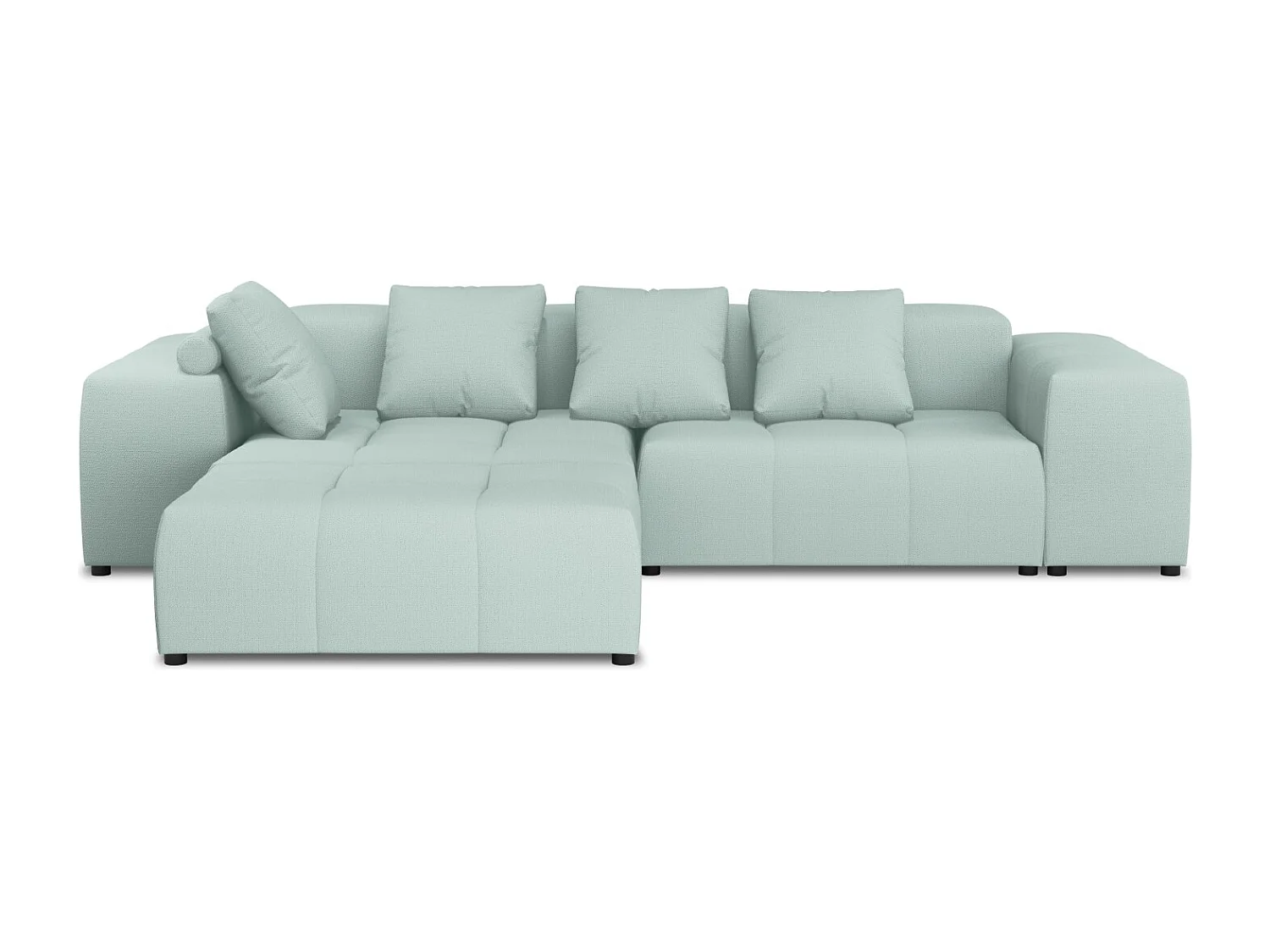 Cosmopolitan Design - Canapé d'angle symétrique modulable "Rome" 5 places en tissu structurel menthe - 320x240x75cm