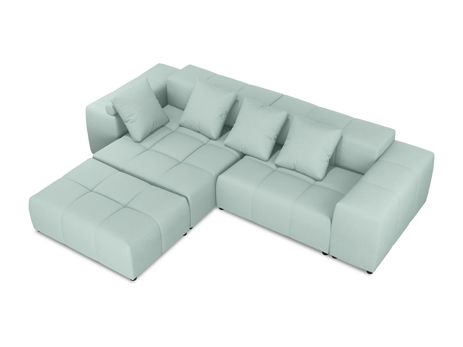 Cosmopolitan Design - Canapé d'angle symétrique modulable "Rome" 5 places en tissu structurel menthe - 320x240x75cm