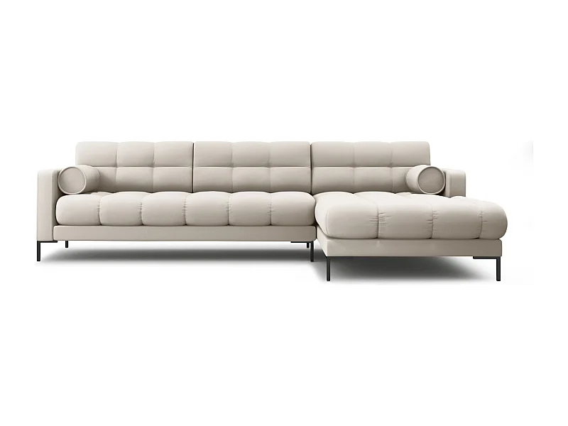 Cosmopolitan Design - Divano angolare destro "Bali" 5 posti in tessuto strutturato beige - 293x185x75cm