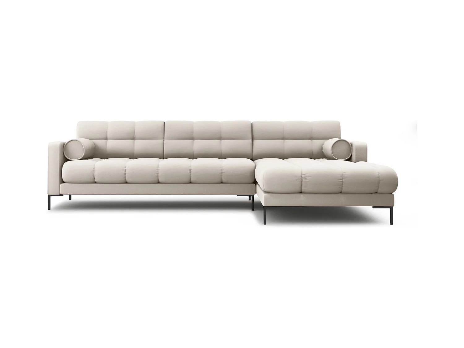 Cosmopolitan Design - Canapé d'angle droit "Bali" 5 places en tissu structurel beige - 293x185x75cm